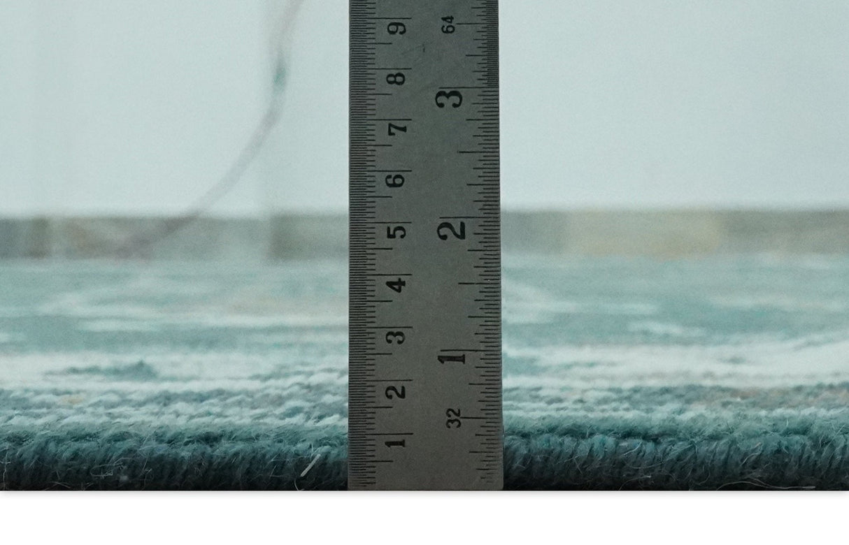 Custom Made Traditional Mamluk Design Teal, Ivory and Brown Hand Knotted wool Area Rug