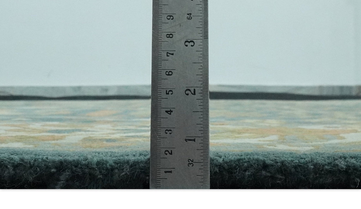 Custom Made Tree of life Traditional Teal, Silver, Green and Dark Peach wool Rug