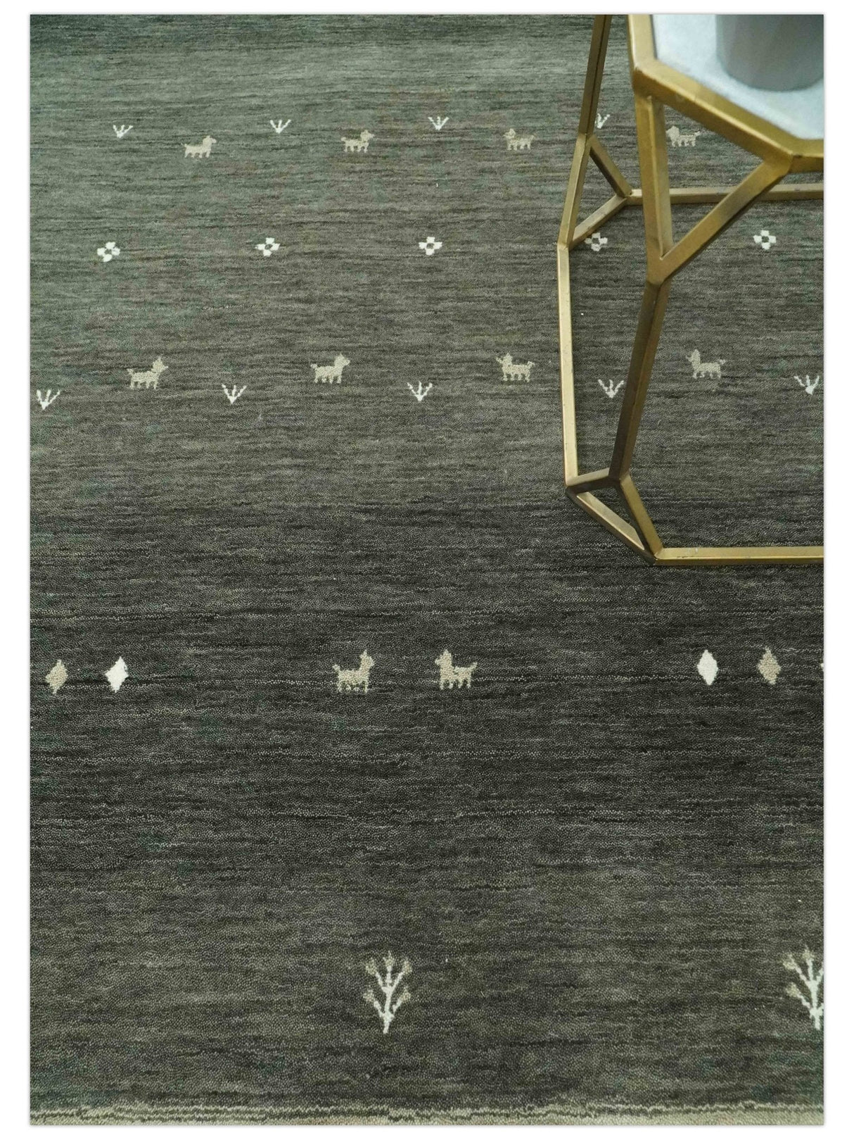 Custom Made Tribal Gabbeh Dark Green wool Area Rug