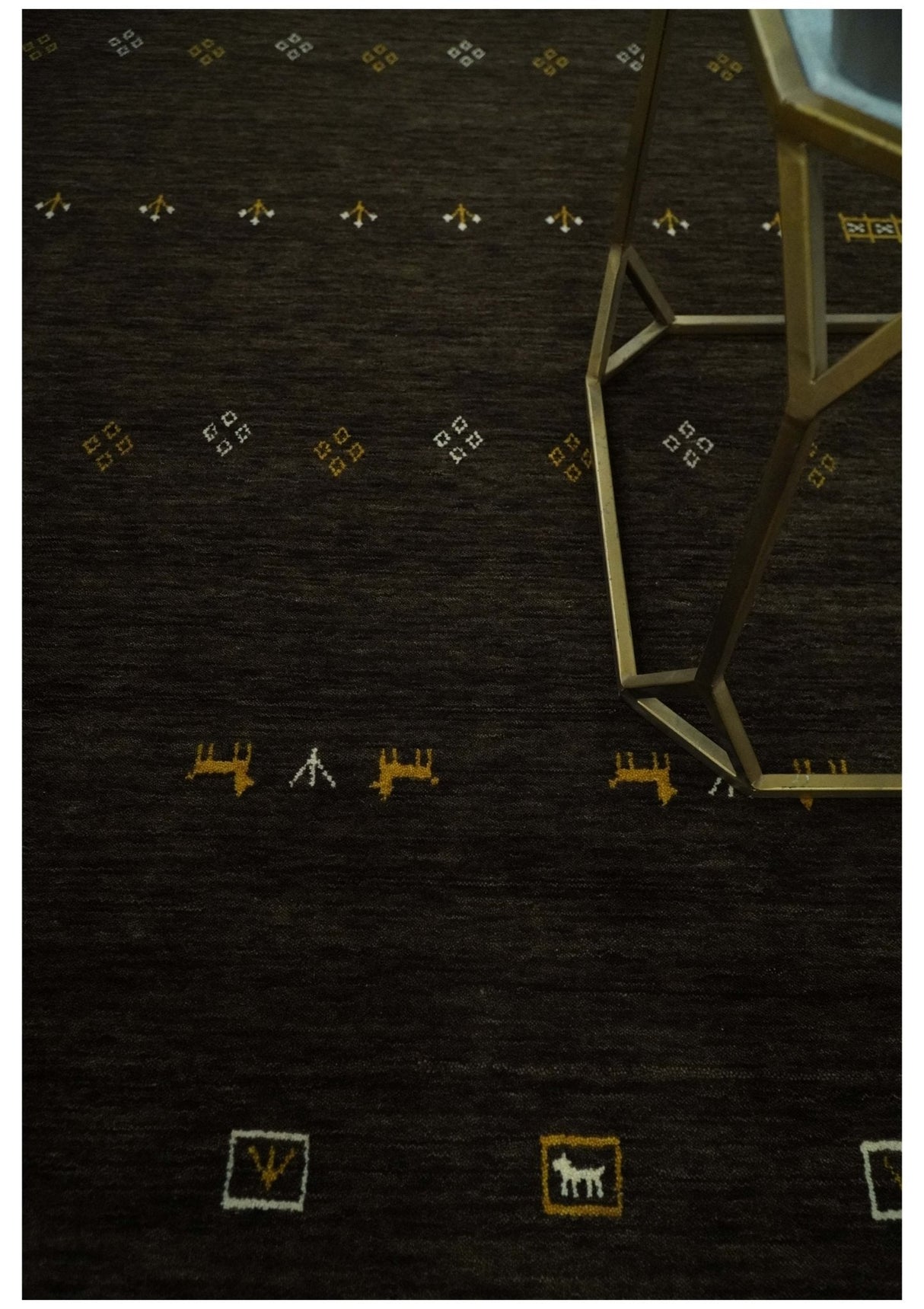 Custom Made Tribal look Greenish-Brown Traditional Hand loom Wool Area Rug