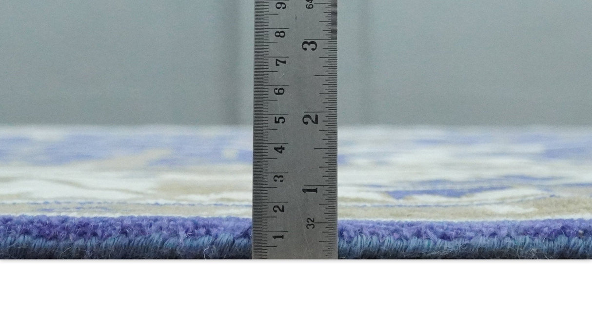 Custom Made Violet, Ivory and Olive Traditional Hand knotted Oriental Oushak wool Area Rug