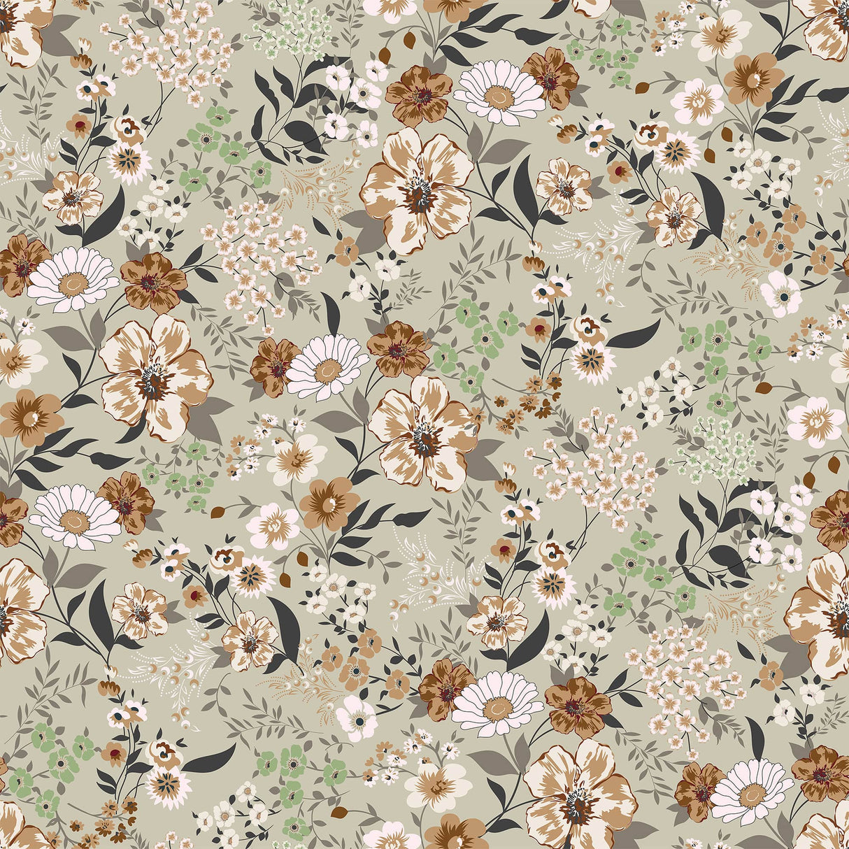 Vintage Floral Wallpaper with Earthy Tones