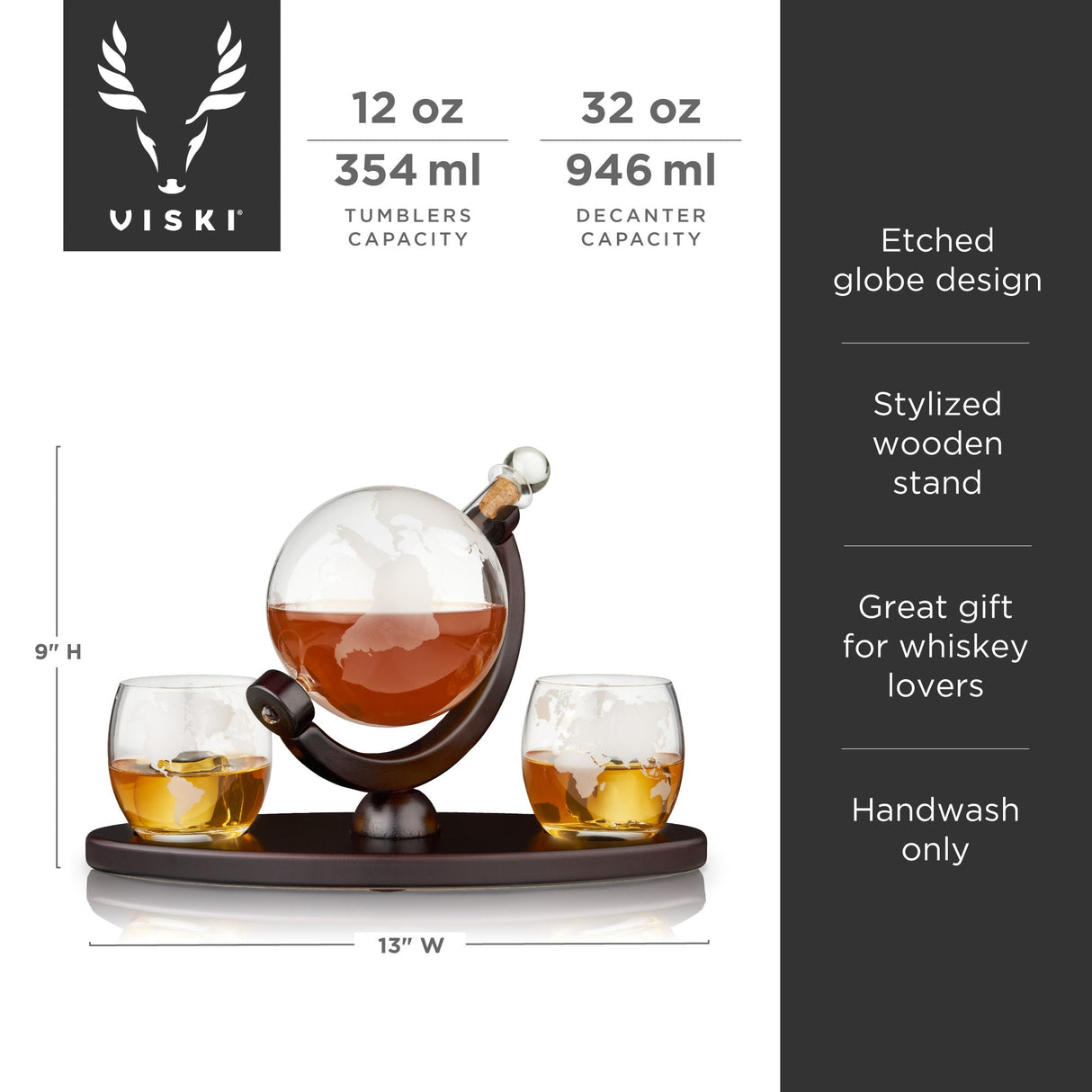 Globe Decanter and Whiskey Tumbler Set