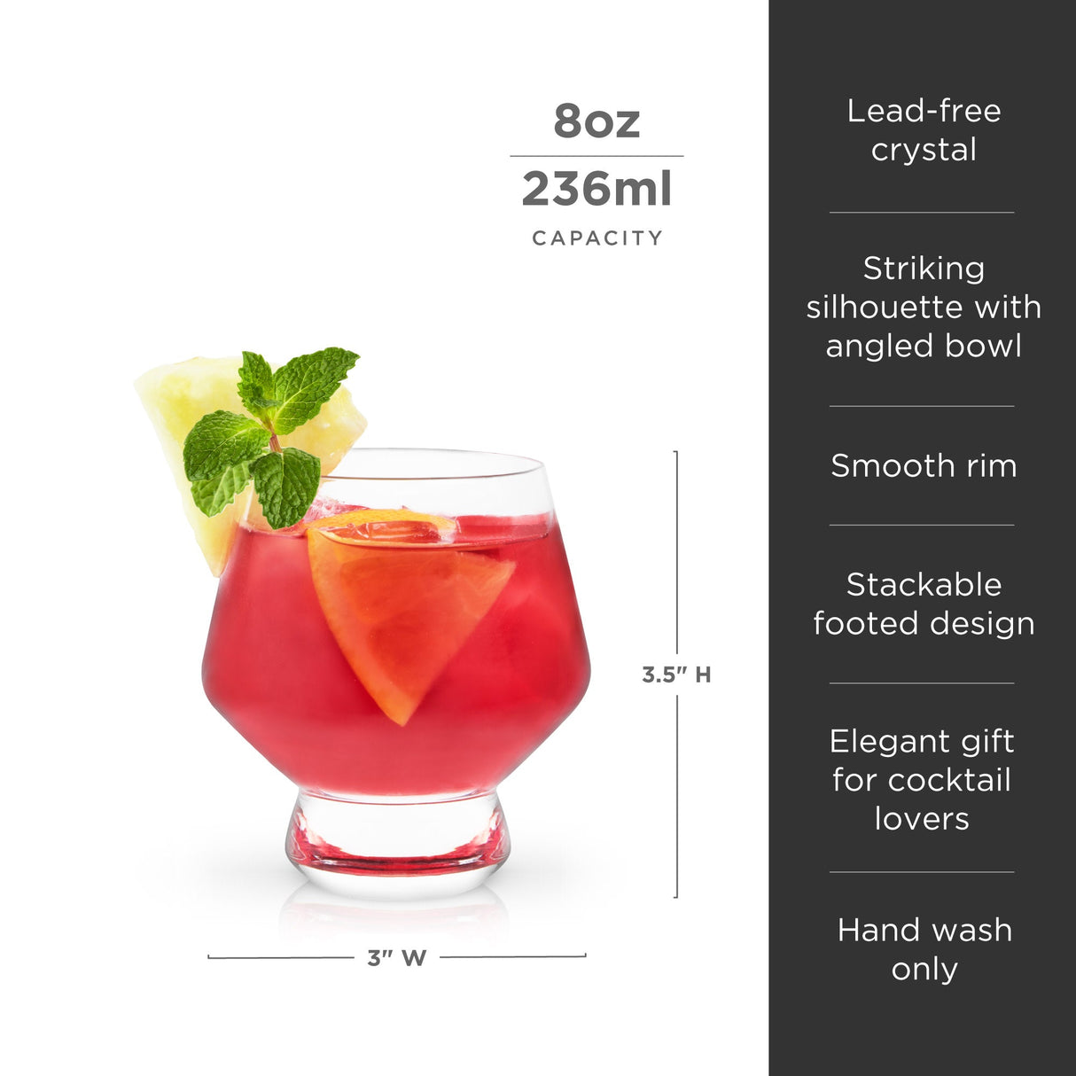 Raye Footed Crystal Punch Glasses Set of 2