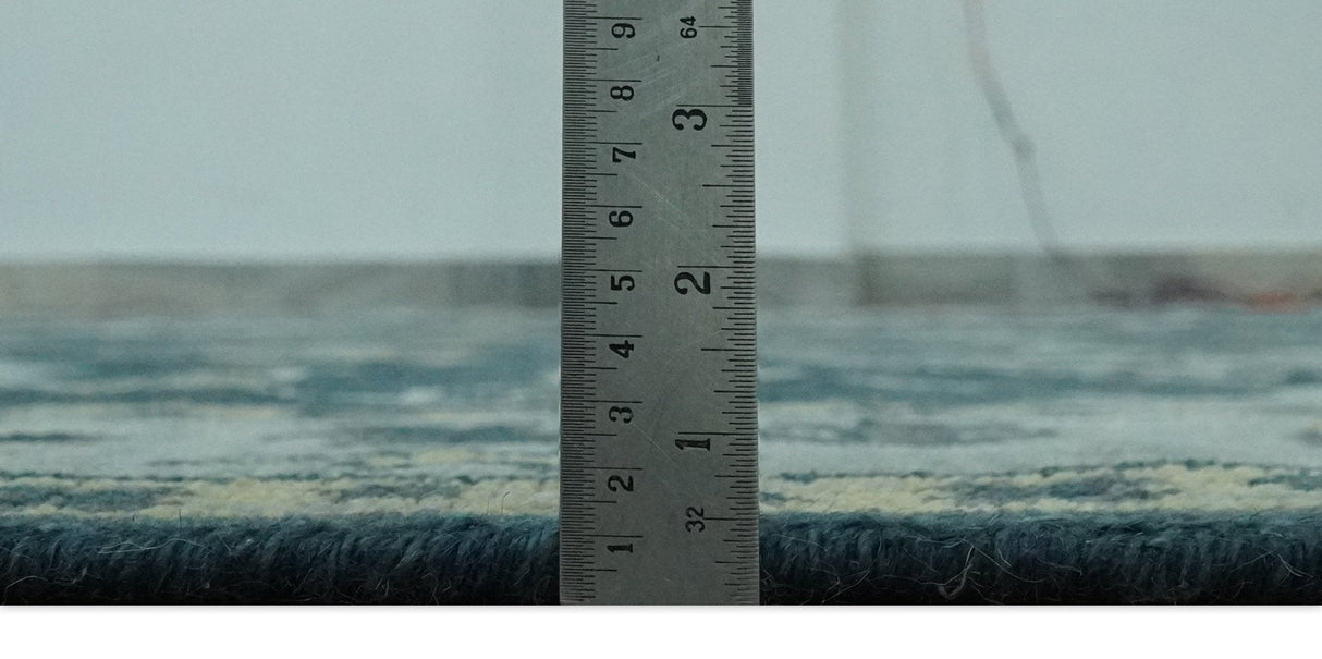 Dark Teal, Silver, Blue and Ivory Hand Knotted Traditional Oushak Multi Size Area Rug