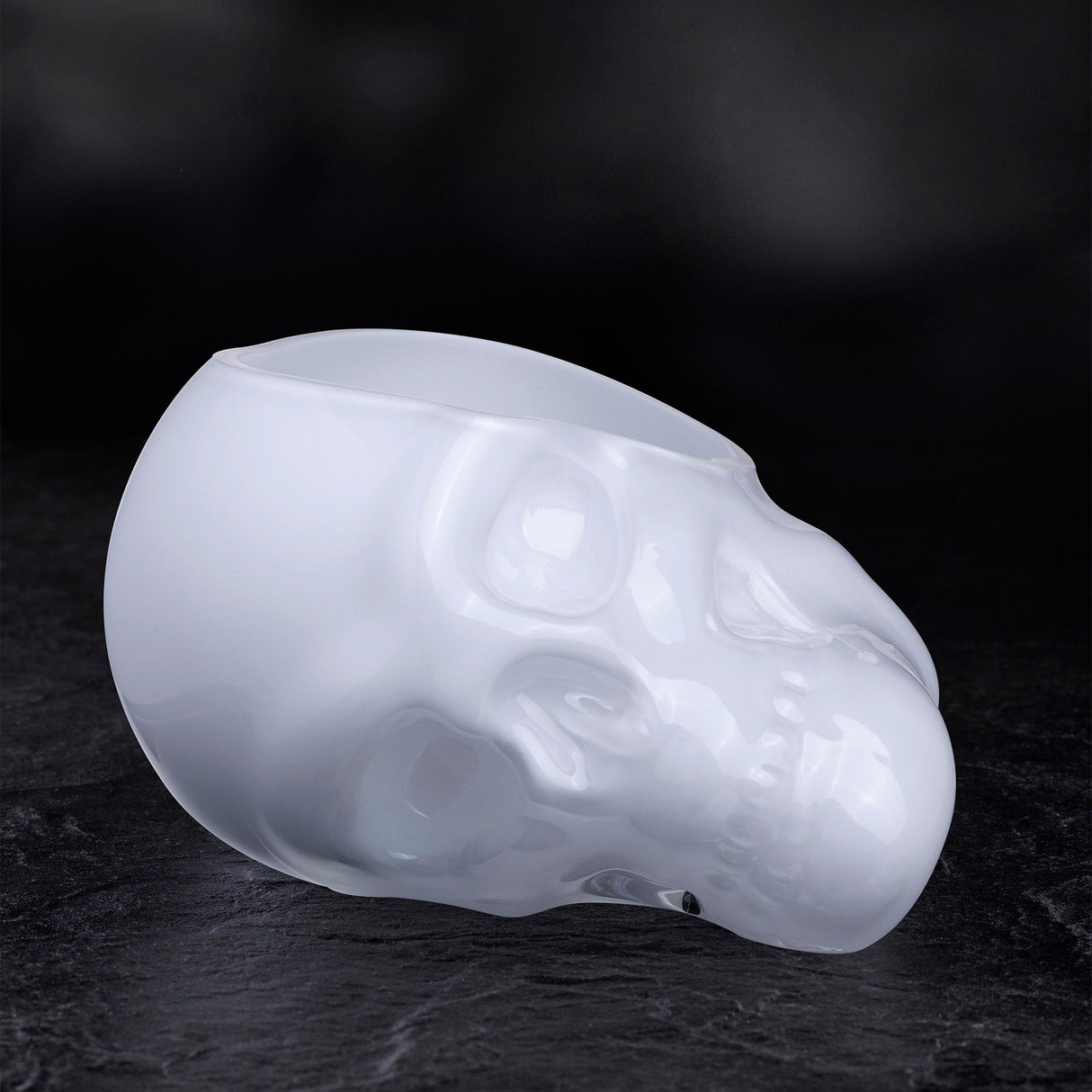 Memento Mori Faceted Skull Bowl Opal White Large