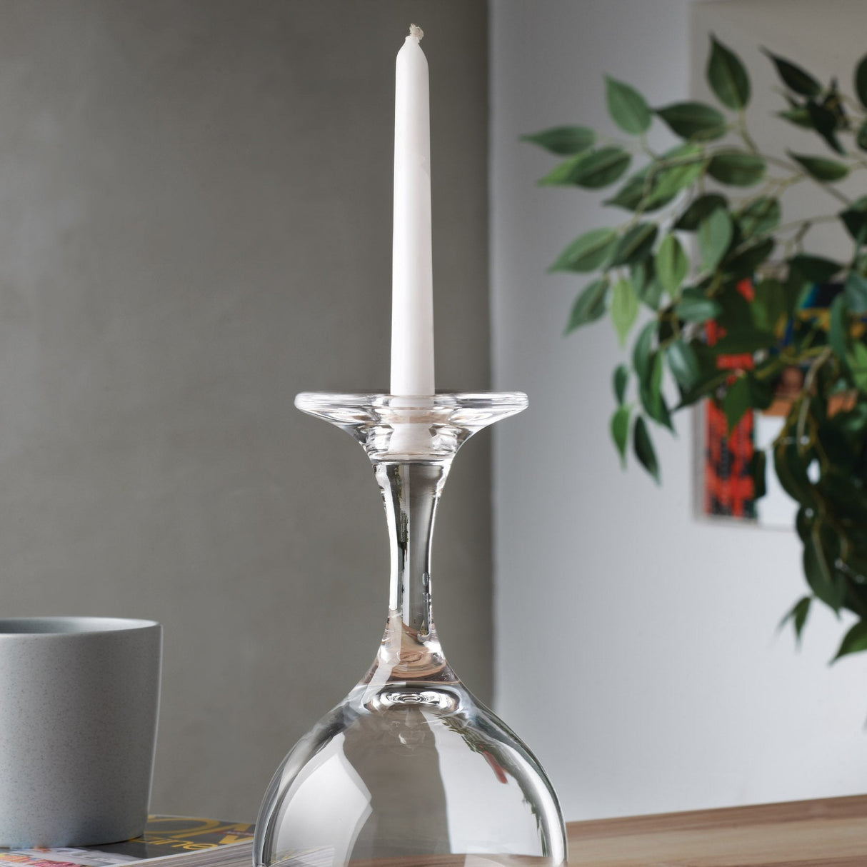 Look Down Candle Holder in Wine Glass Shape