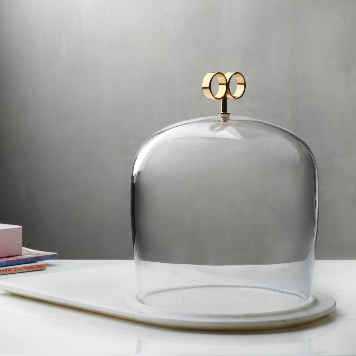Cupola Cake Dome High with Brass Handle and Marble Base