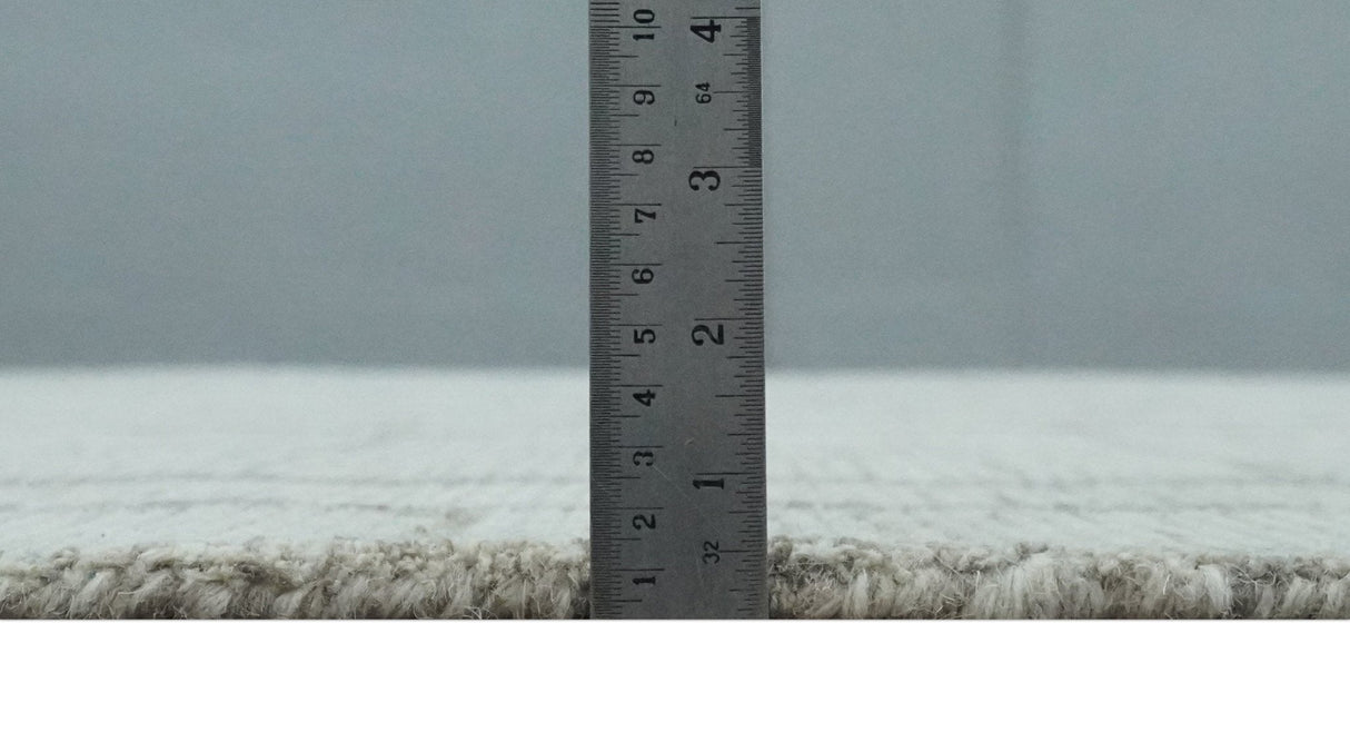 Earthy Modern Stripes Design Custom Made Ivory, Silver and Gray Hand Tufted Rug