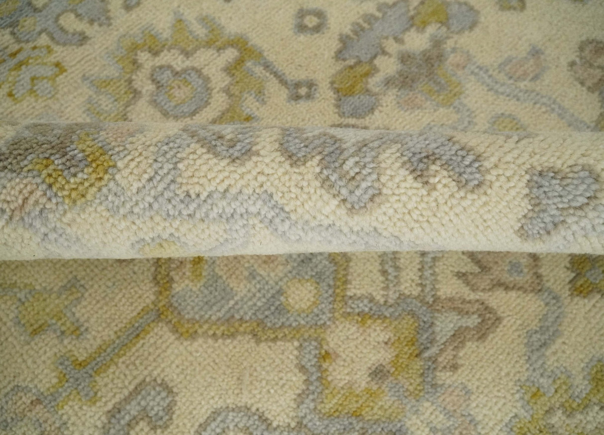 Earthy Neutral Traditional Beige and Silver Antique Style Hand knotted Wool Area Rug, Kids, Living Room and Bedroom Rug