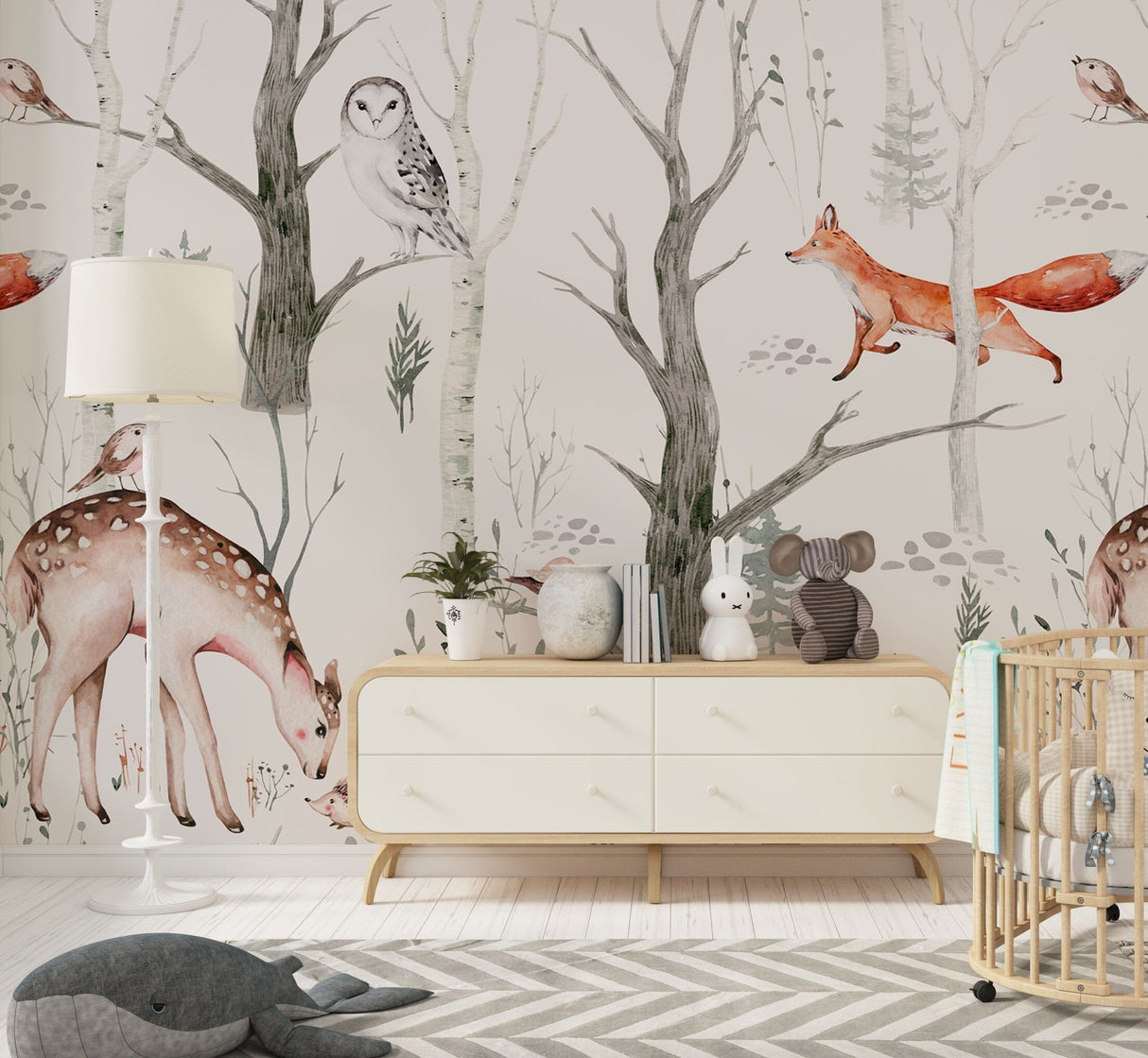 Woodland Forest Animals Wallpaper - Peel and Stick Wall Mural