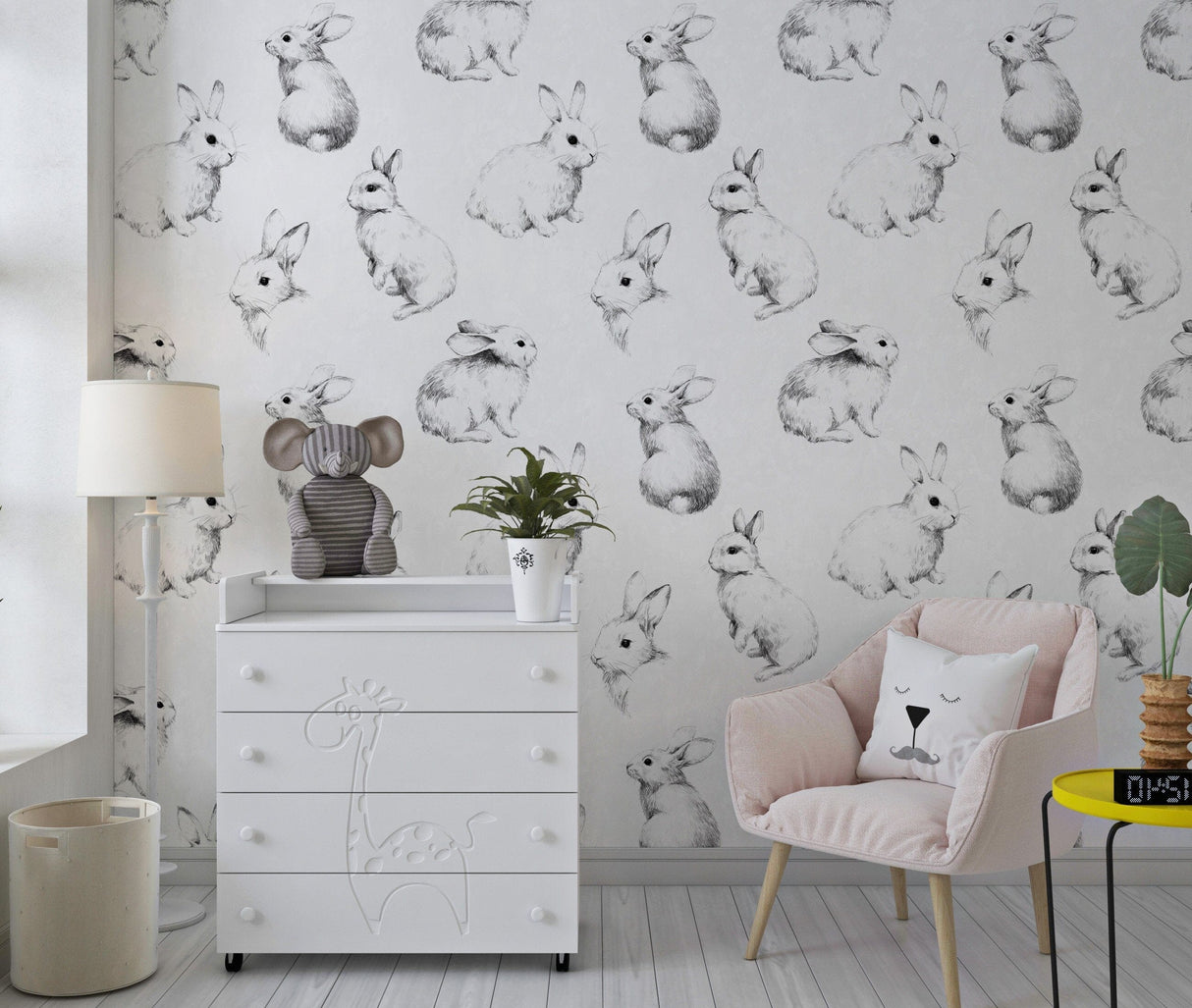 Hand drawn Bunnies Kids Wallpaper