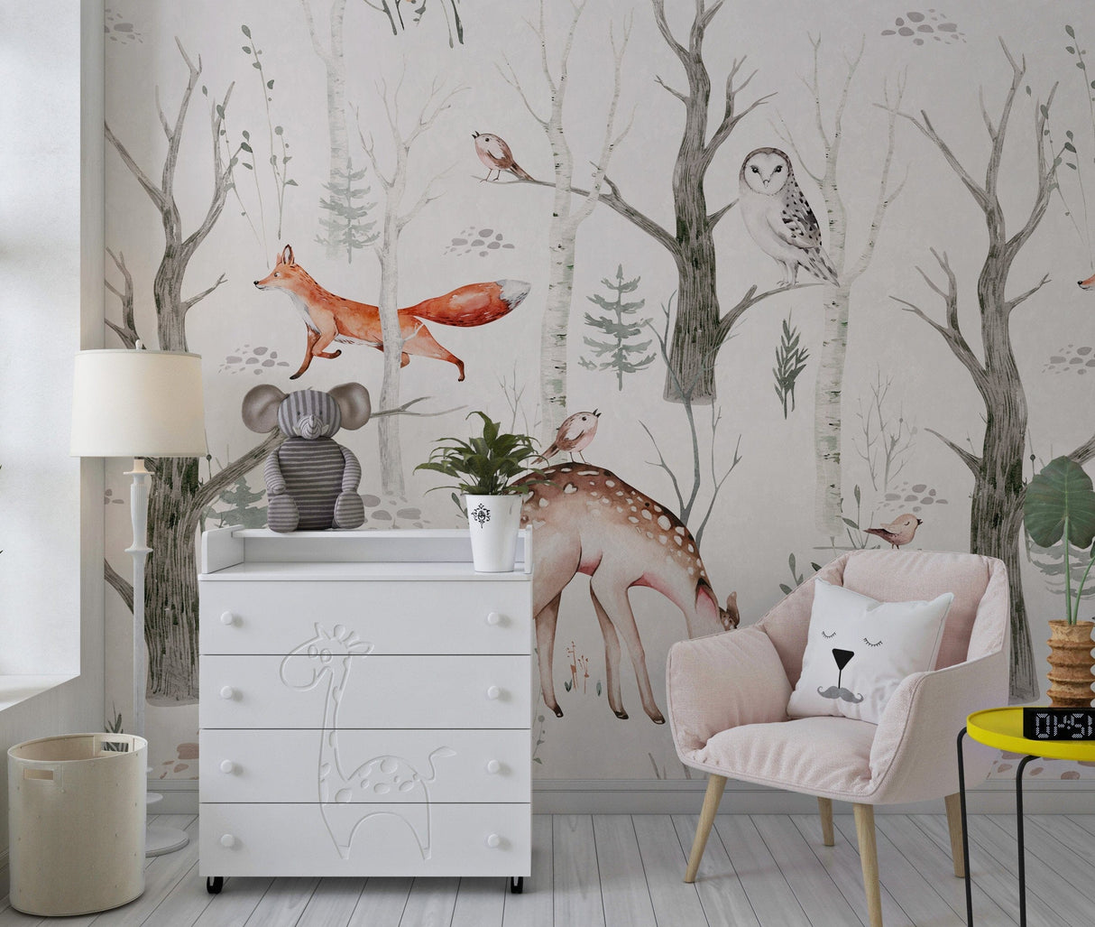 Woodland Forest Animals Wallpaper - Peel and Stick Wall Mural