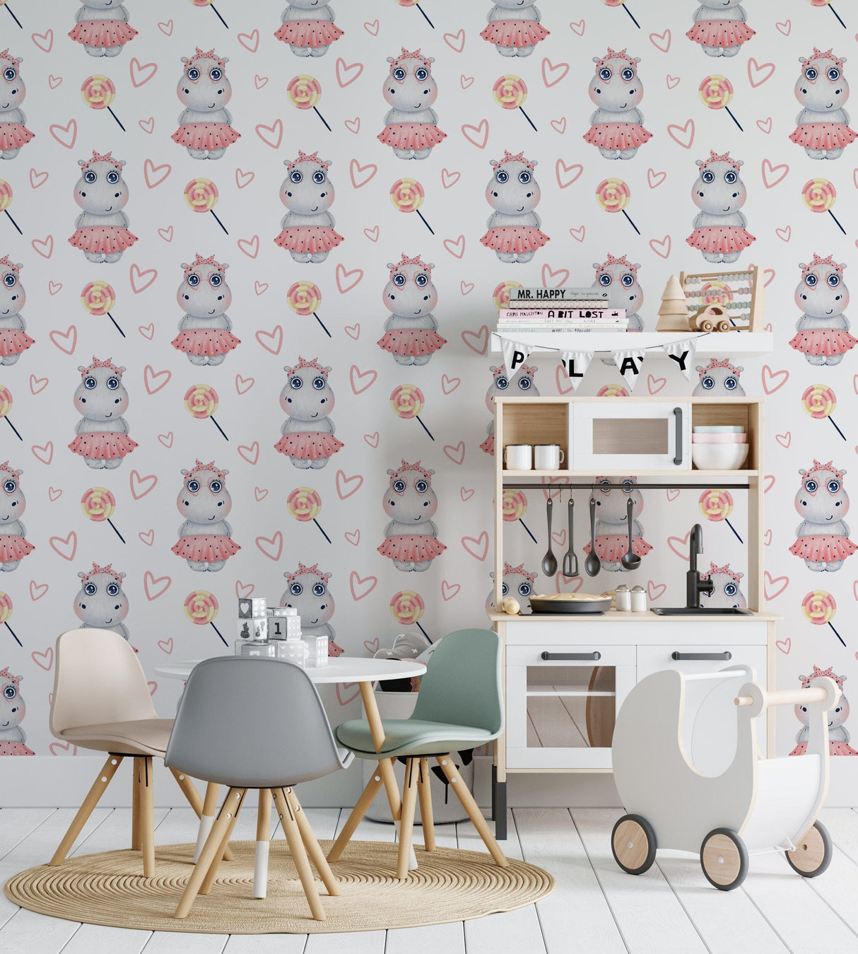 Hippo Wallpaper Nursery Room