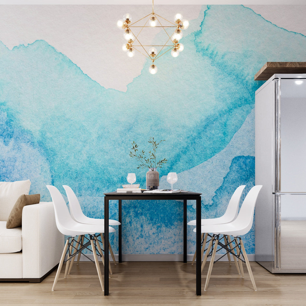 Abstract Blue Wallpaper - Serene Blue Watercolor Wall Mural