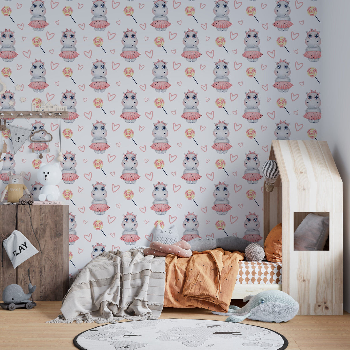 Hippo Wallpaper Nursery Room