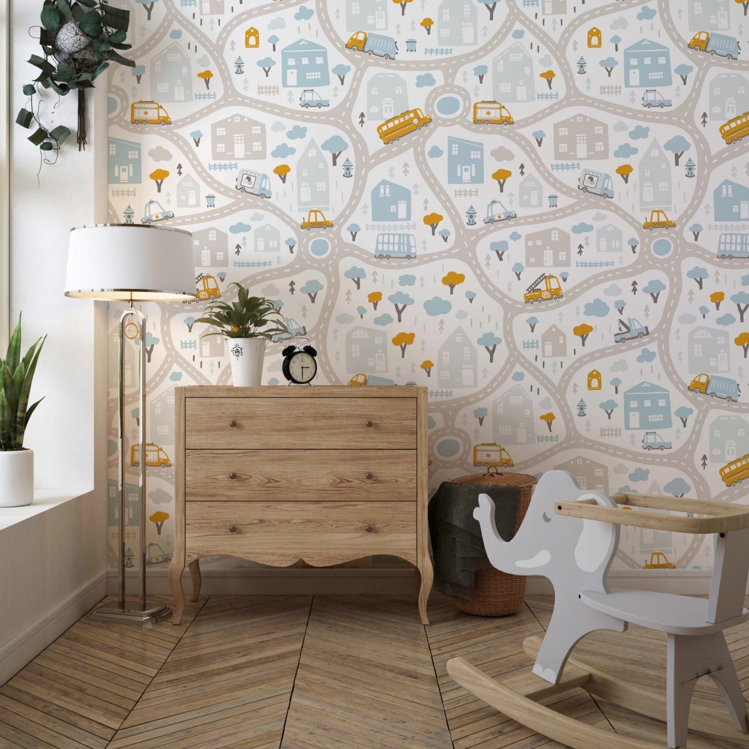 Cars and Trucks Playroom Wallpaper