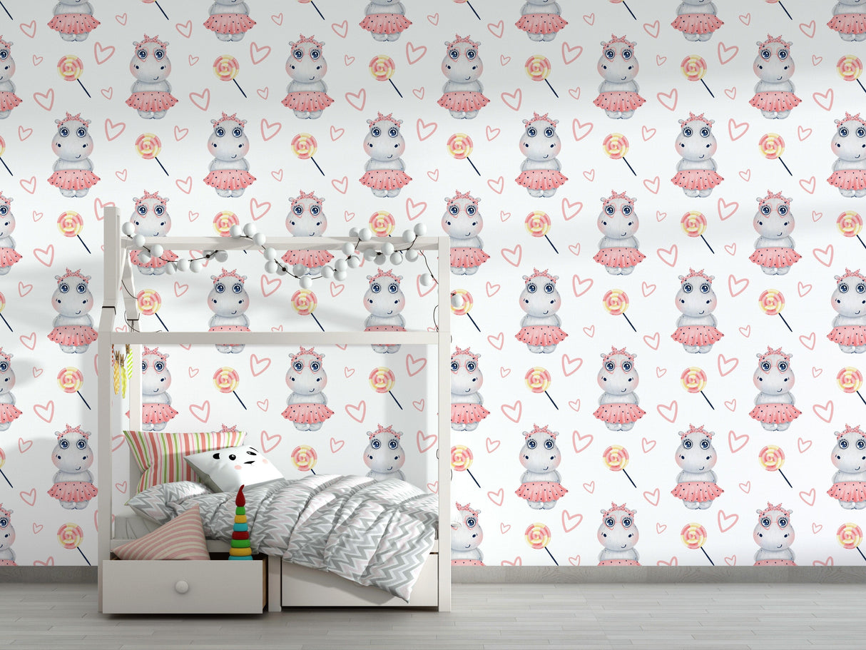 Hippo Wallpaper Nursery Room