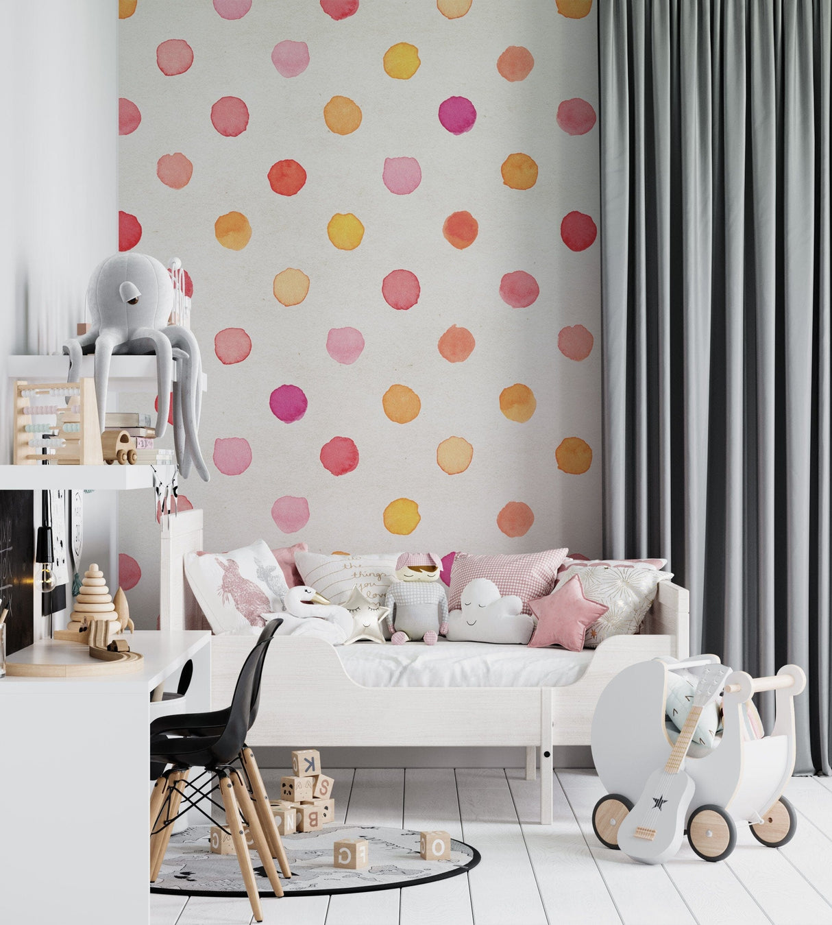 Gender Neutral Nursery Wallpaper | Polka Dot Wallpaper