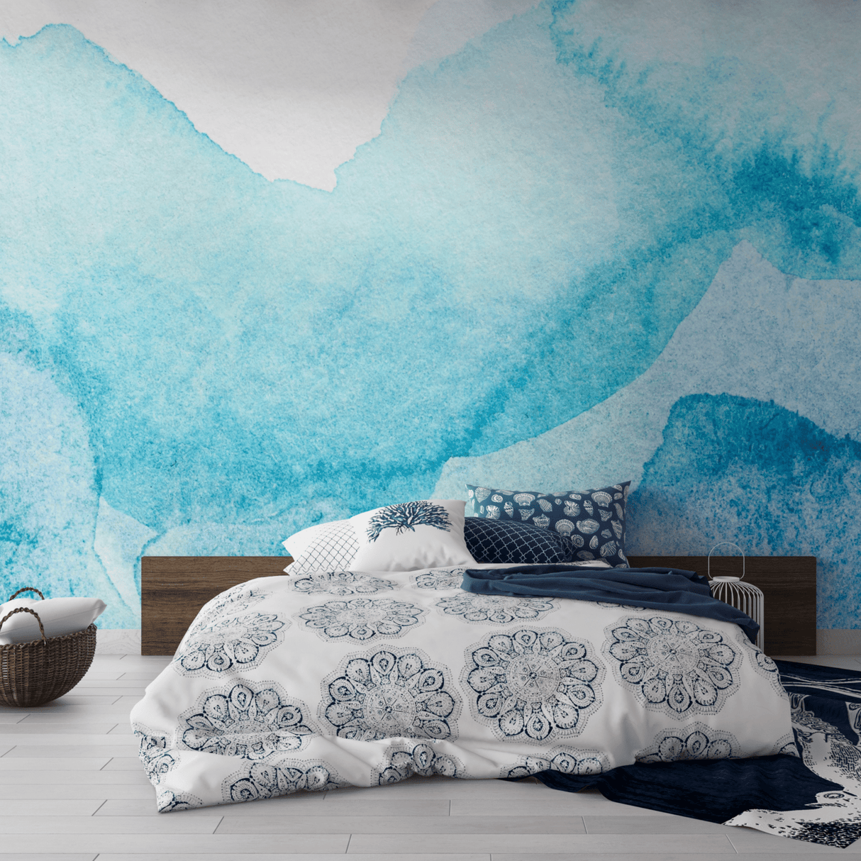Abstract Blue Wallpaper - Serene Blue Watercolor Wall Mural