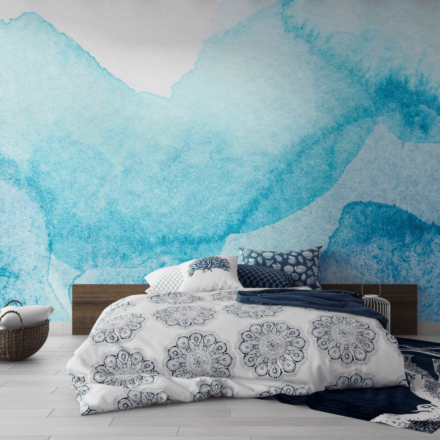 Abstract Blue Wallpaper - Serene Blue Watercolor Wall Mural
