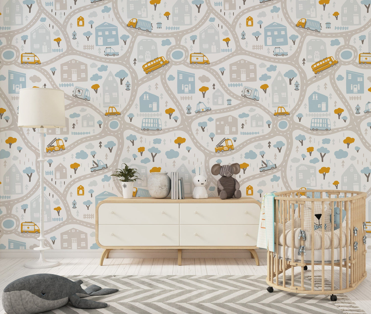 Cars and Trucks Playroom Wallpaper