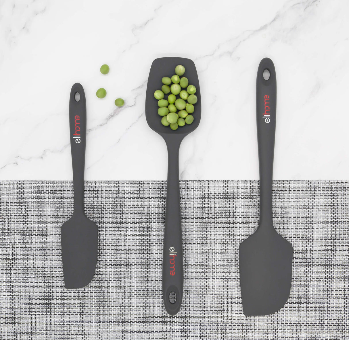 Elihome 3 Piece Silicone Spatula Set - Red