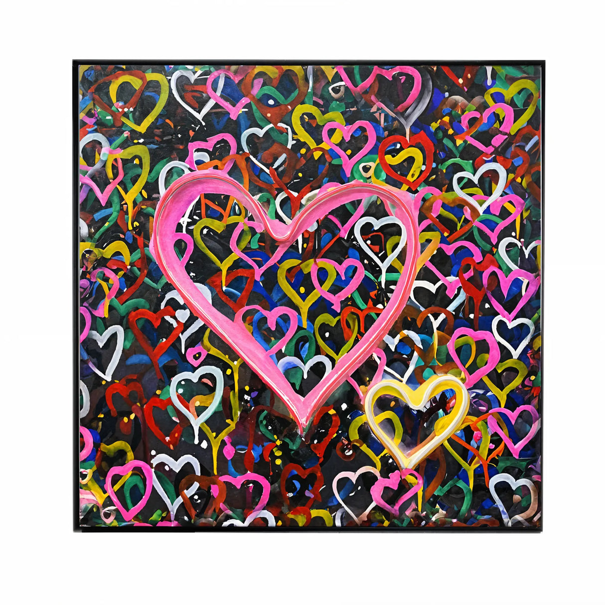 Banksy Hearts Street Art | LED Canvas | Pink Neon Heart Wall Décor