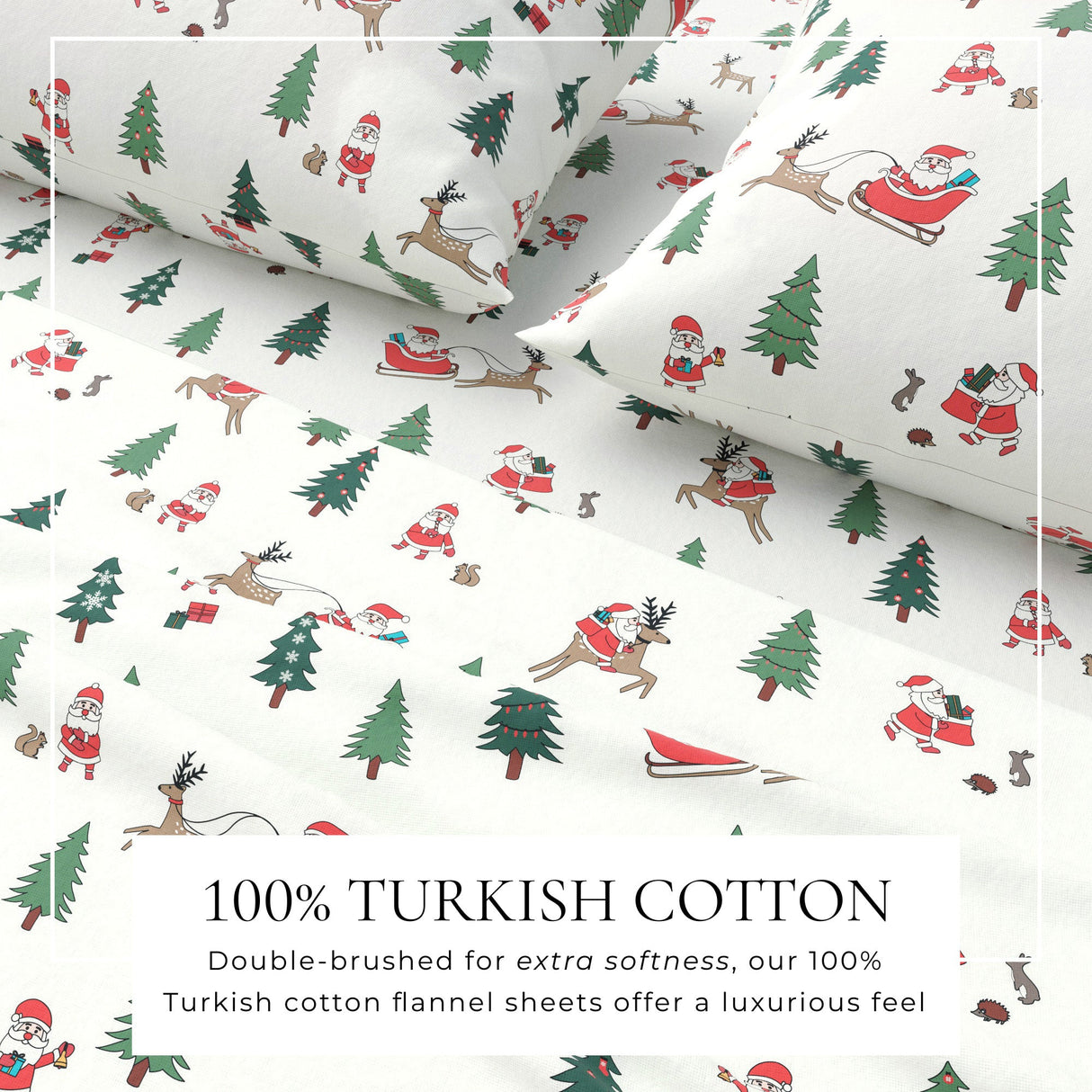4-Piece Turkish Cotton Christmas Flannel Sheet - Whittaker Collection