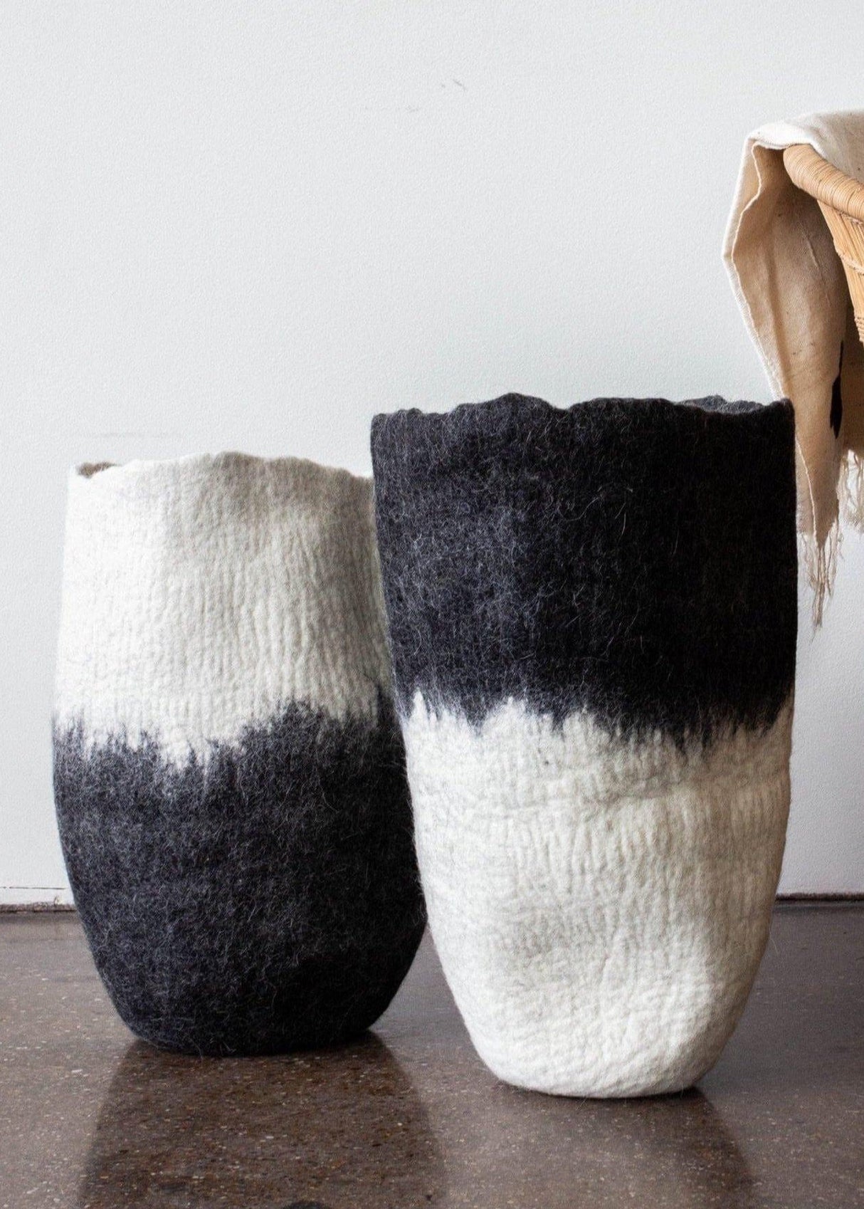 Eclipse Black & White Wool Floor Vase