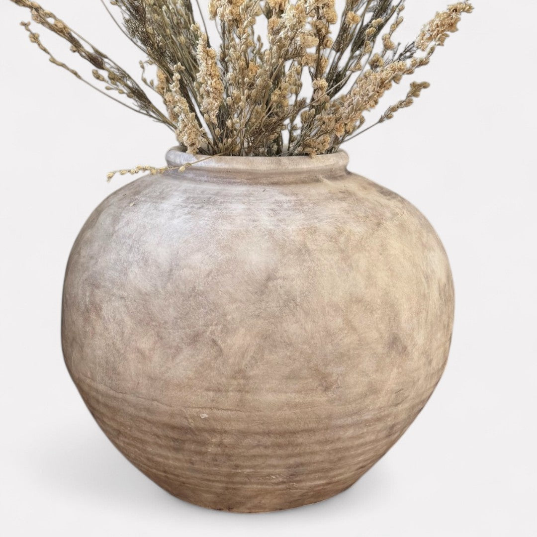 Greystone Fiber Clay Vessel in Aged White, 18.5"D x 14.4" H