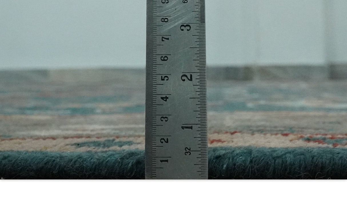 Floral Teal, Camel and Brown Hand Knotted Oriental Oushak Multi Size wool Area Rug