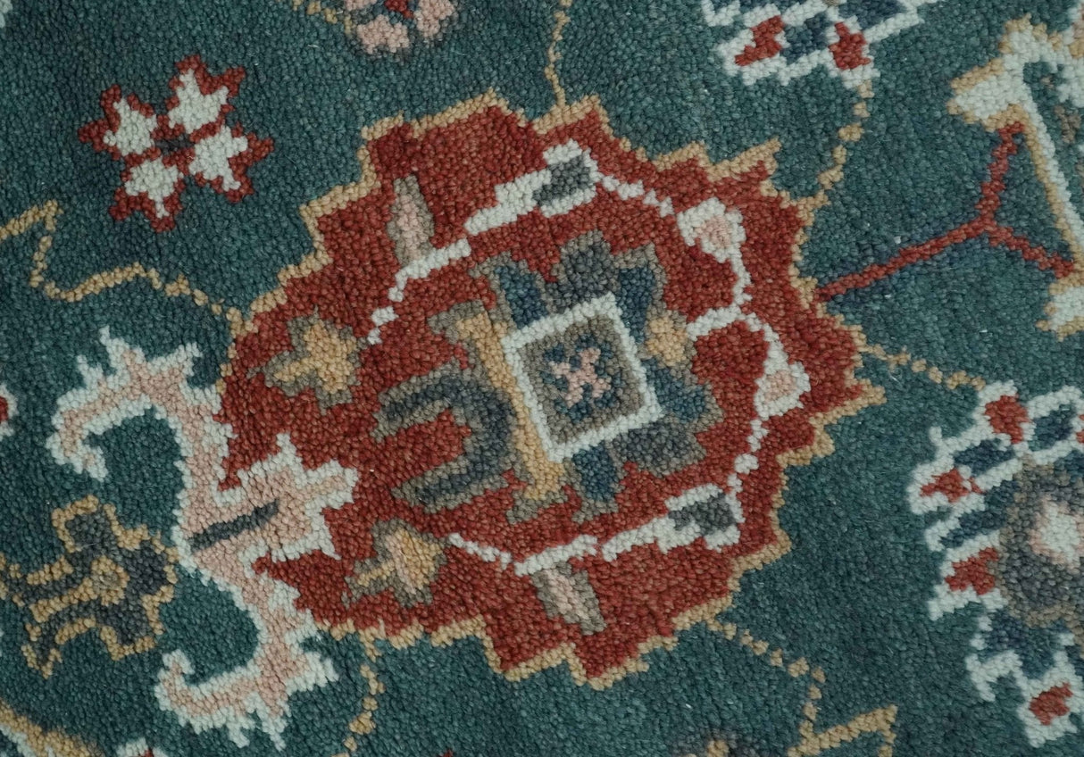 Floral Teal, Camel and Brown Hand Knotted Oriental Oushak Multi Size wool Area Rug