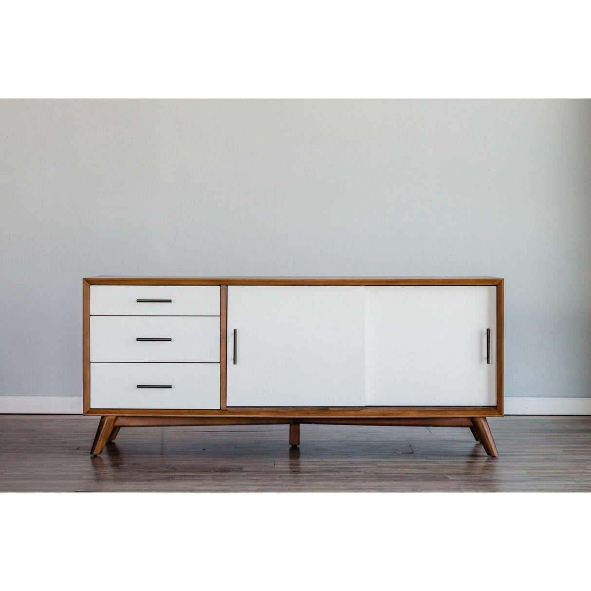 Flynn Large TV Console, Chestnut/White
