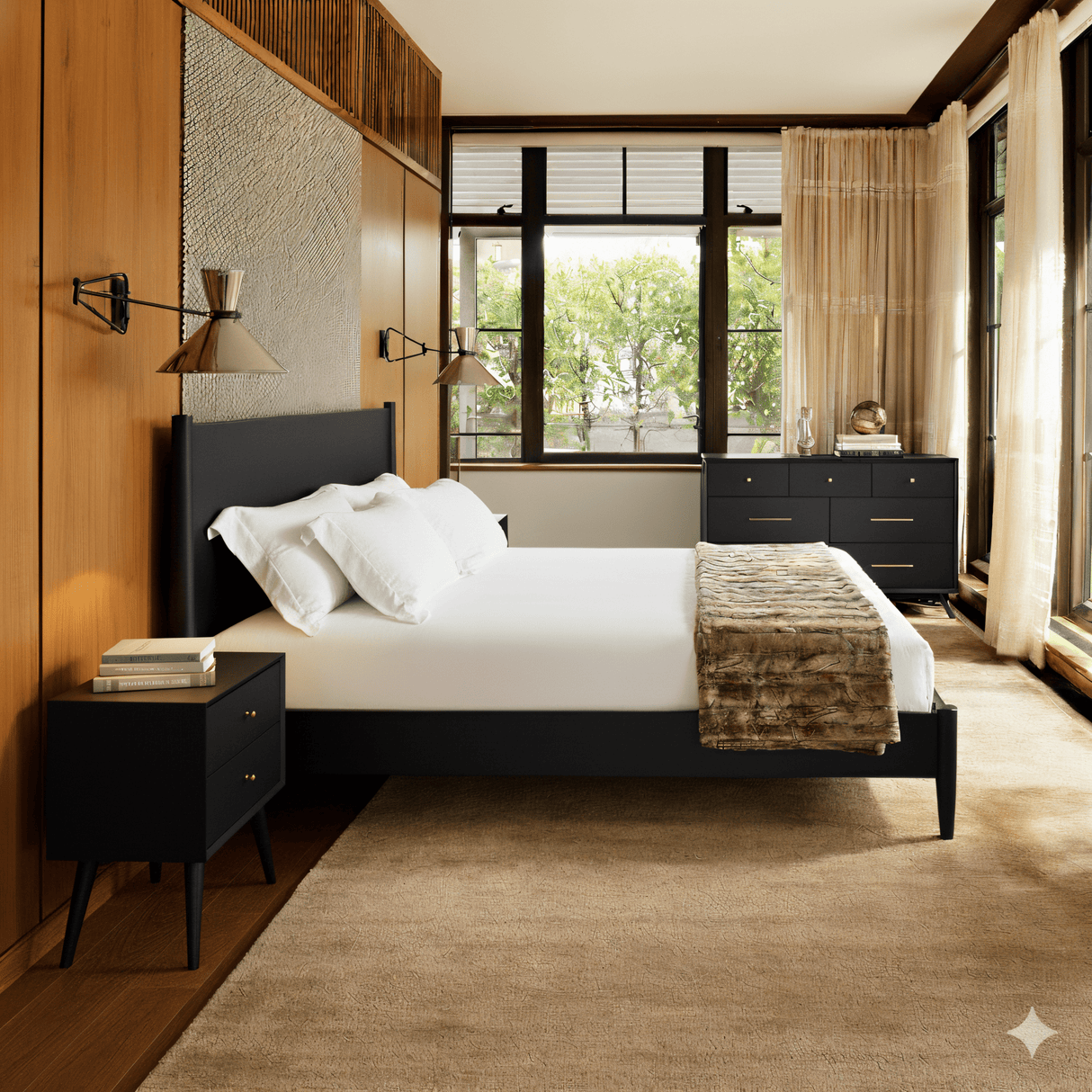 Flynn Panel Bed, Black