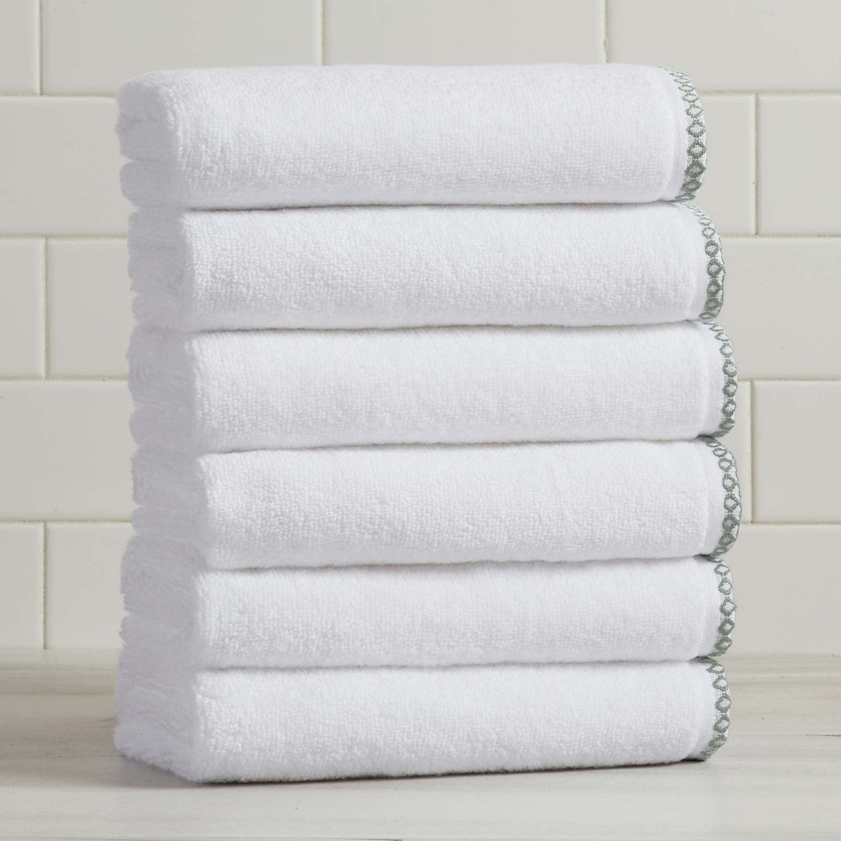 Cotton Border-Stitched 6-Piece Towel Set - Valery Collection