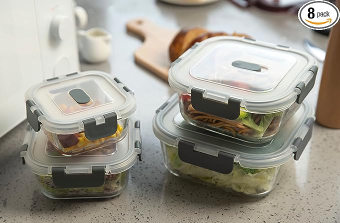 Square Glass Containers - Set of 4