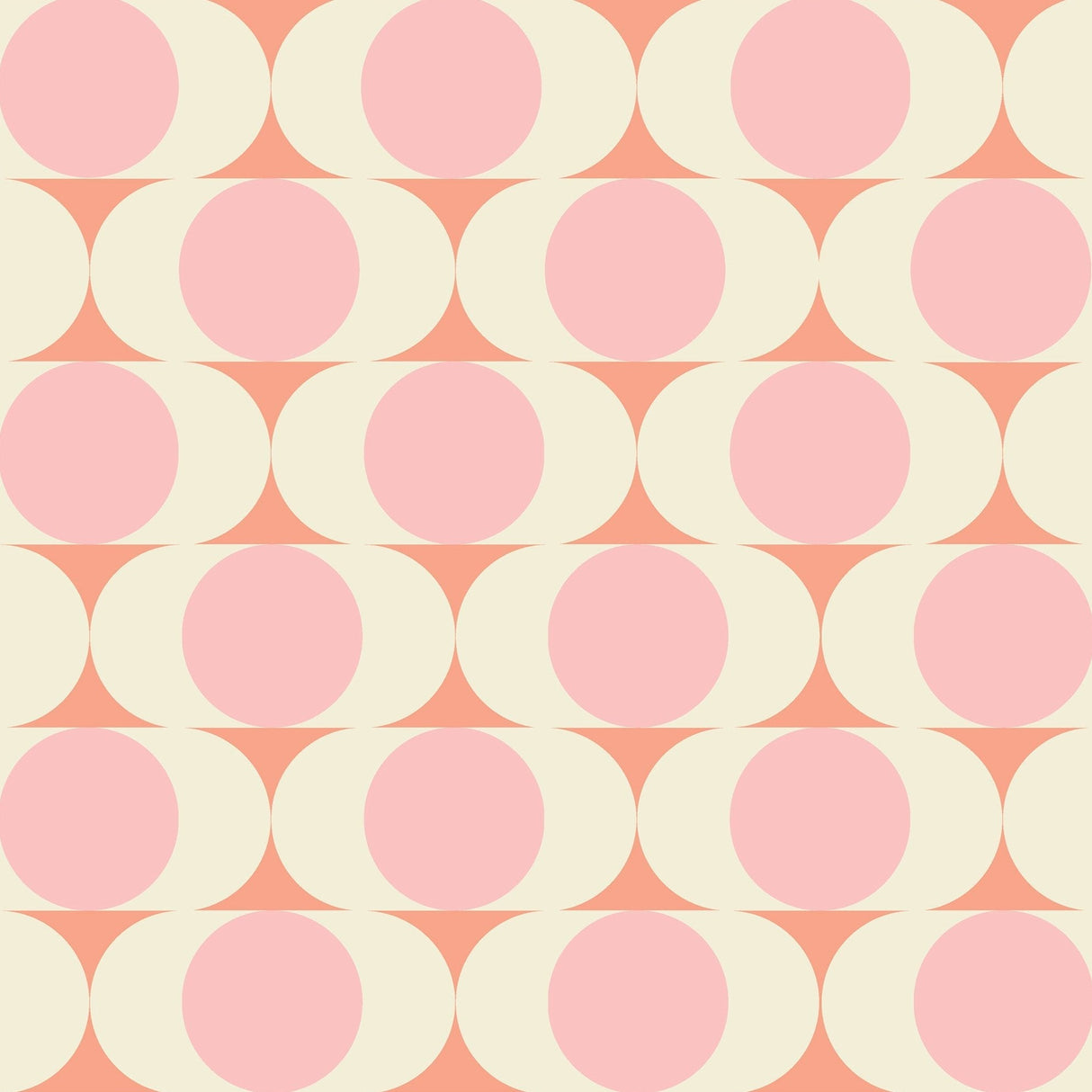 Mid Century Modern Wallpaper - Retro Pink and Peach Circles