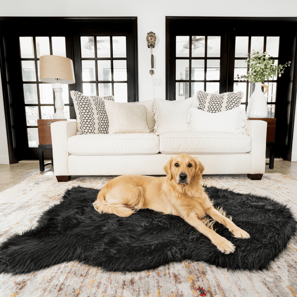 PupRug by Paw.com® Faux Fur Orthopedic Dog Bed - Curve Midnight Black