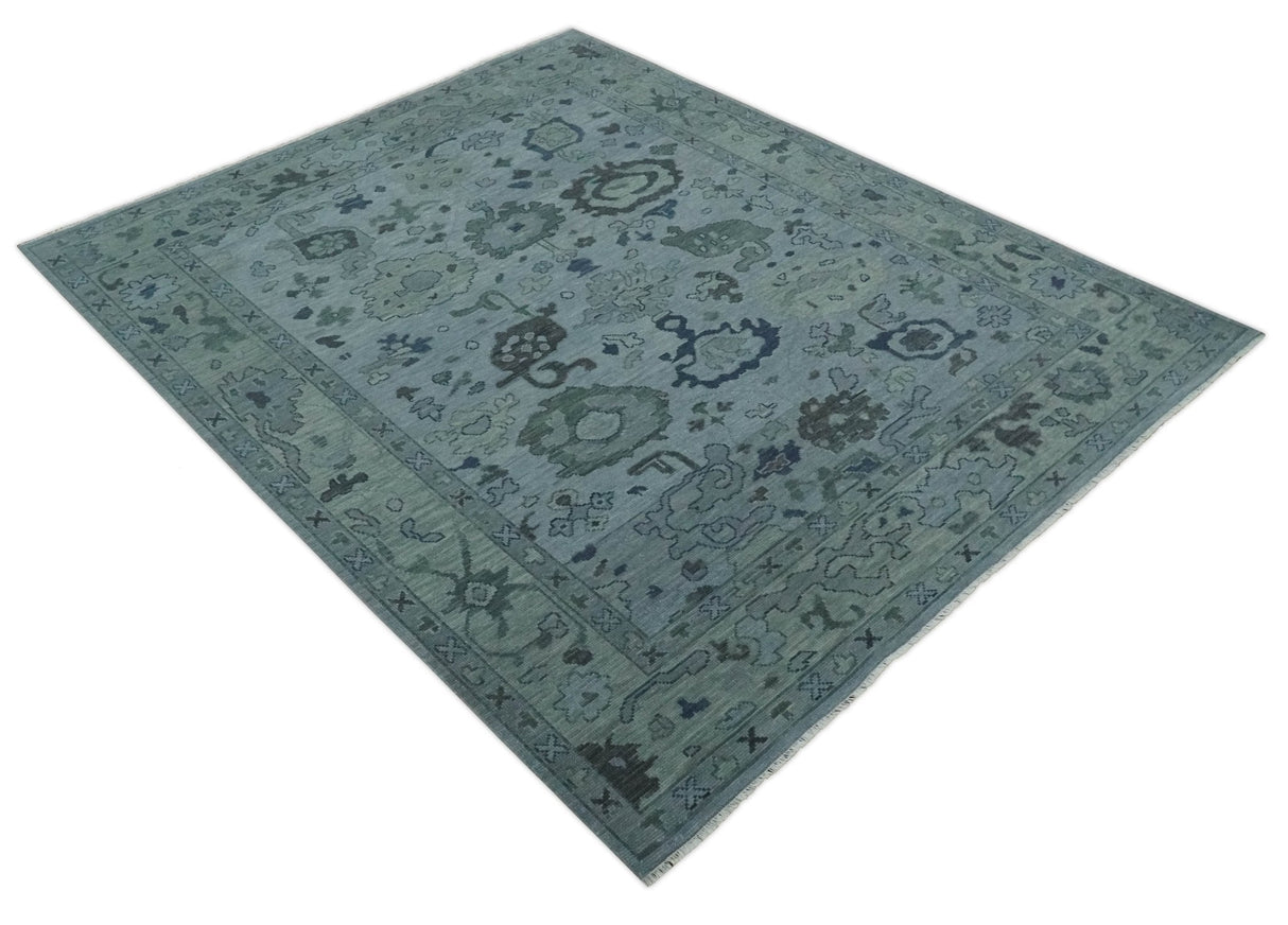 Gray and Charcoal Antique look Hand knotted Traditional Oushak wool Area Rug