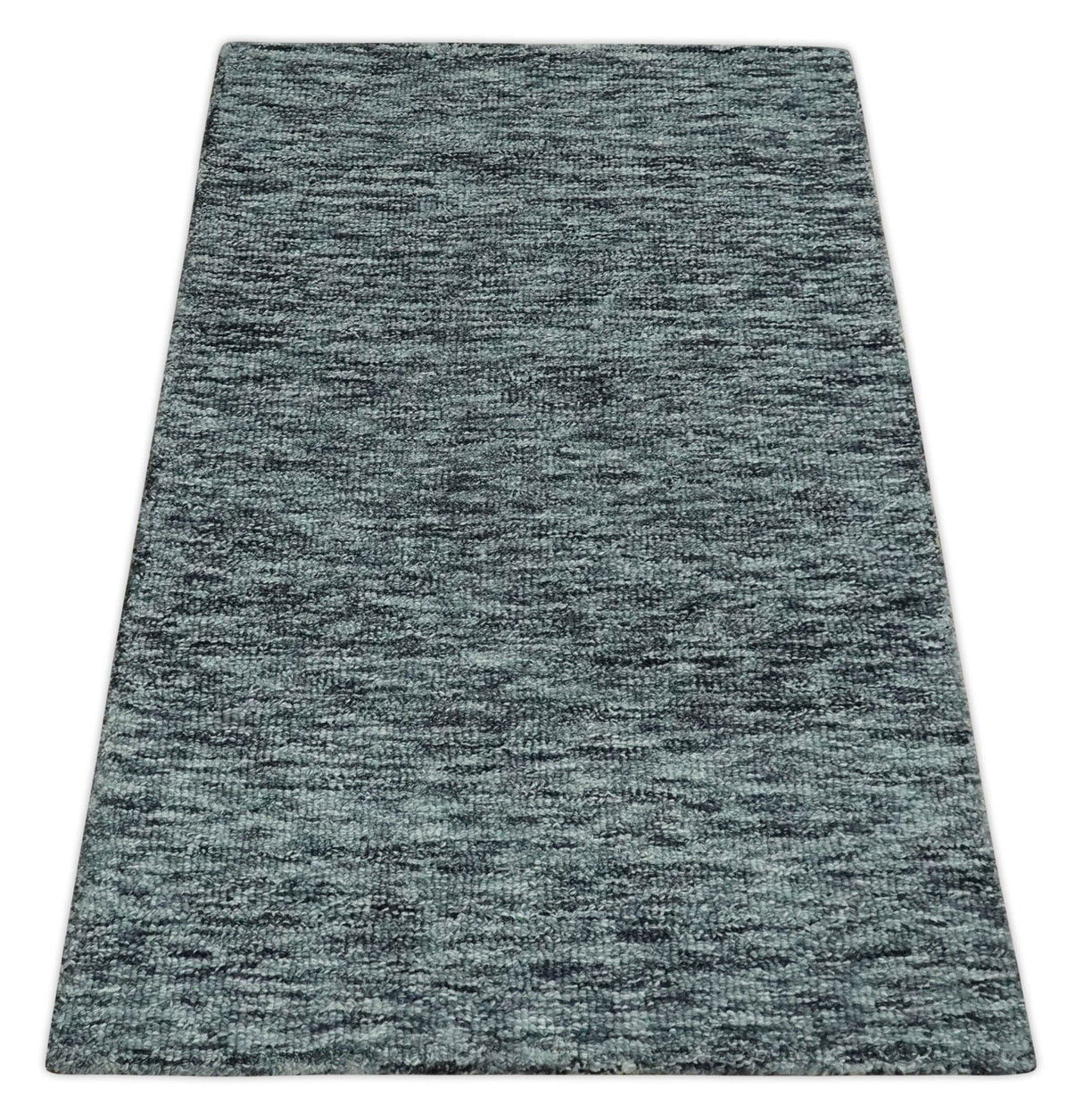 Gray and Charcoal Solid Shaded Hand Tufted Natural Multi Size Wool Area Rug