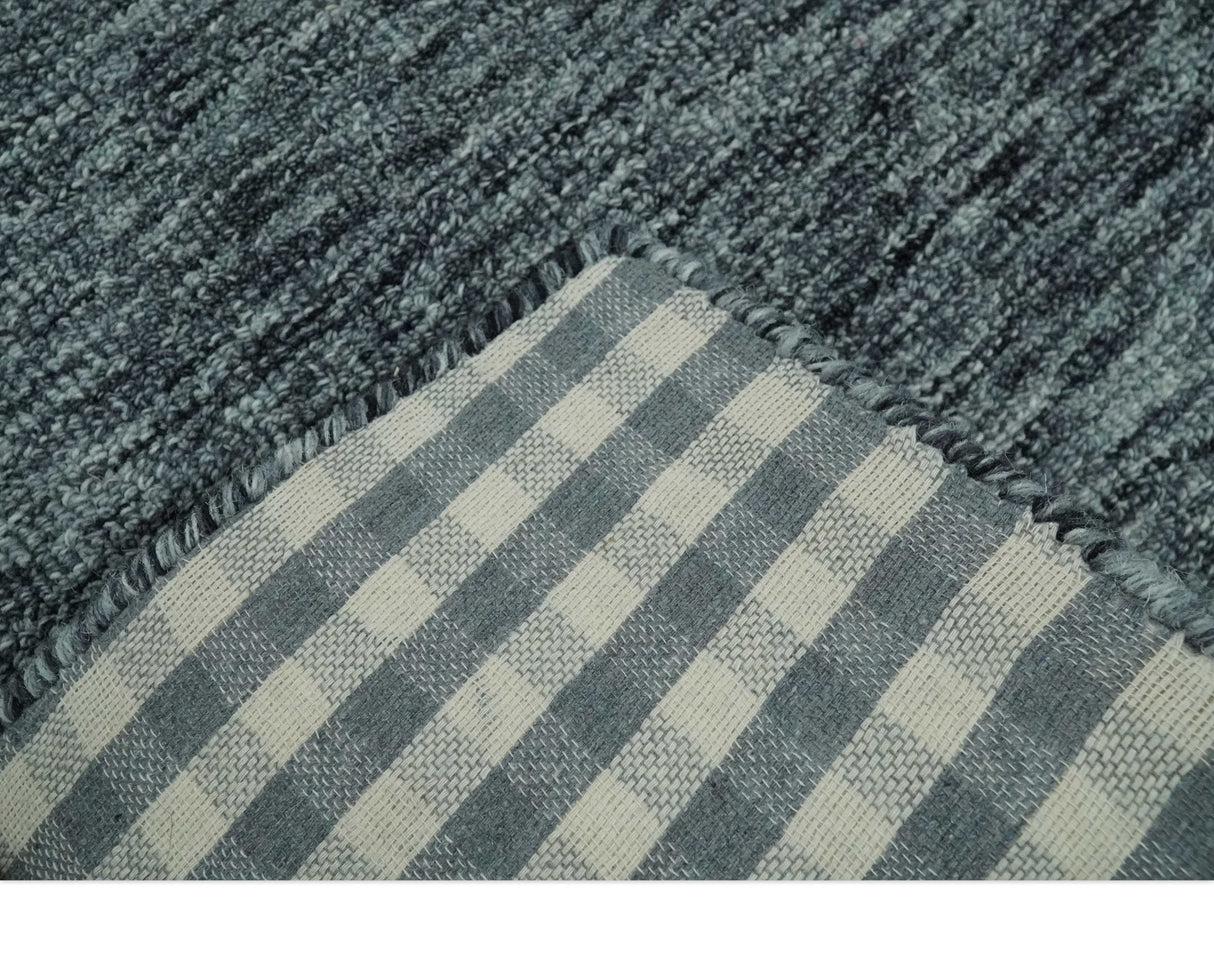 Gray and Charcoal Solid Shaded Hand Tufted Natural Multi Size Wool Area Rug