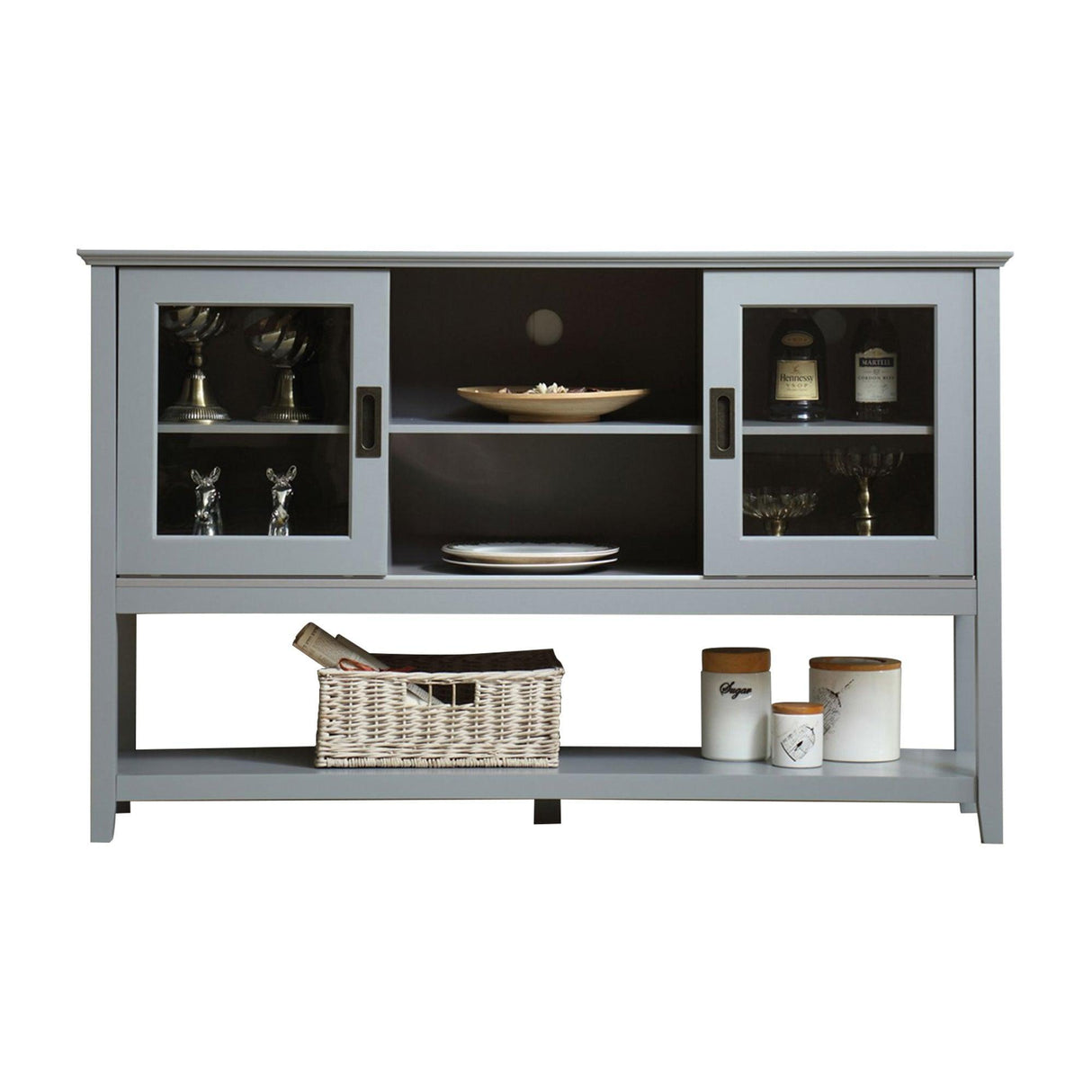 Gray MDF Console Cabinet with Sliding Door