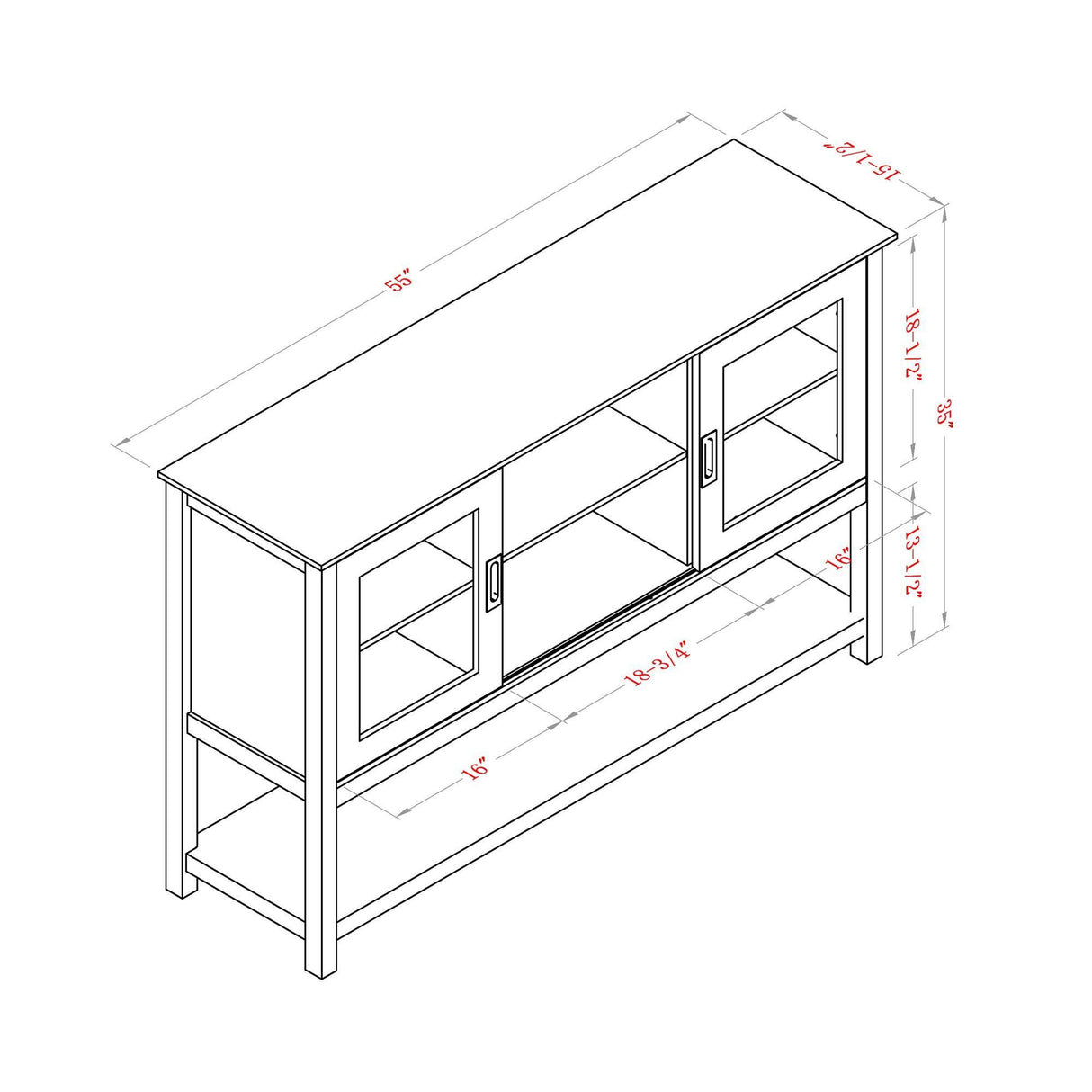 Gray MDF Console Cabinet with Sliding Door