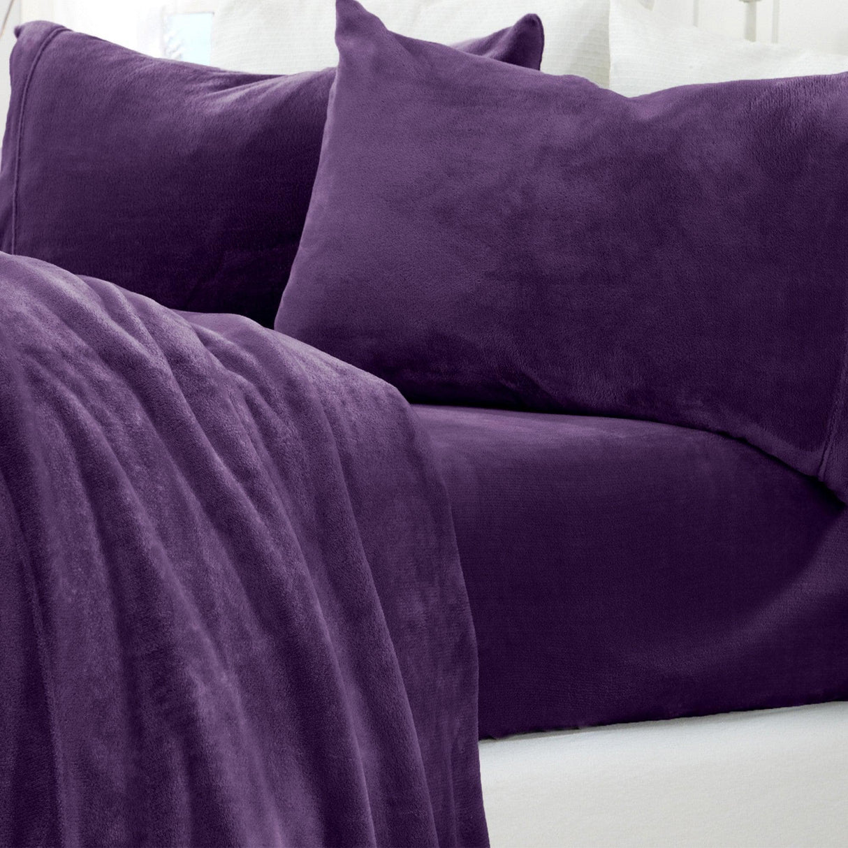 4-Piece Solid Jewel-Toned Plush Sheet - Velvet Luxe Collection