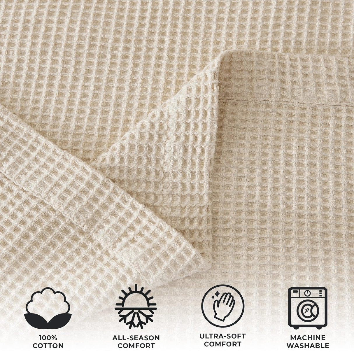 100% Cotton Waffle Weave Blanket - Mikala Collection