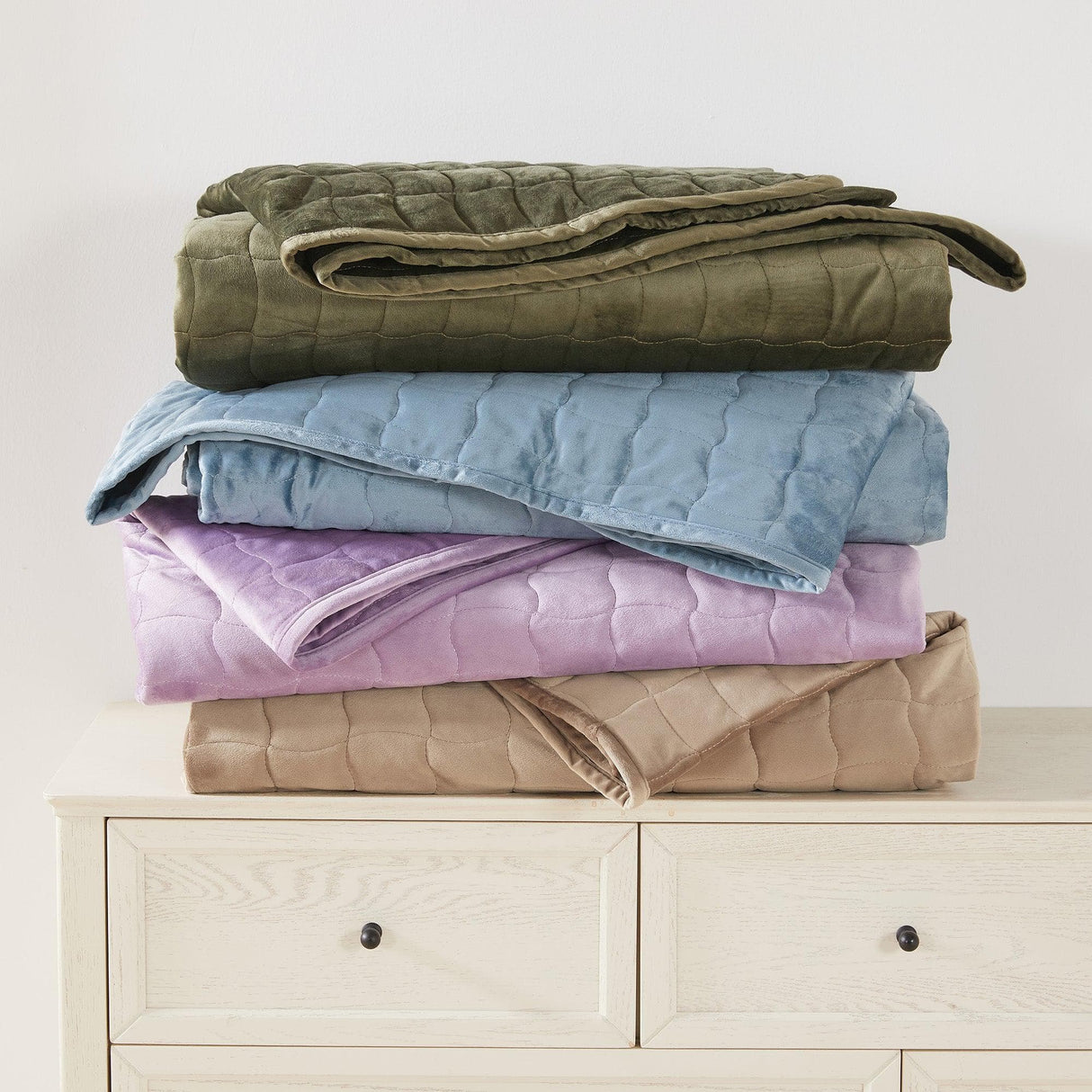 Velvet Box-Stitched Quilt Set - Vivica Collection