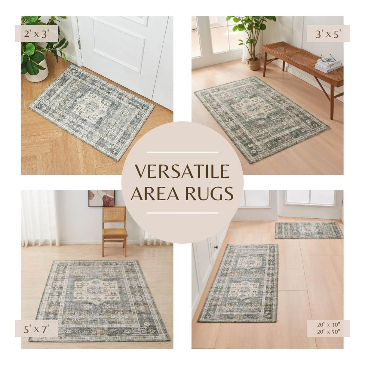 Medallion Machine Washable Accent Runner 2'4" x 7' - Nava Collection