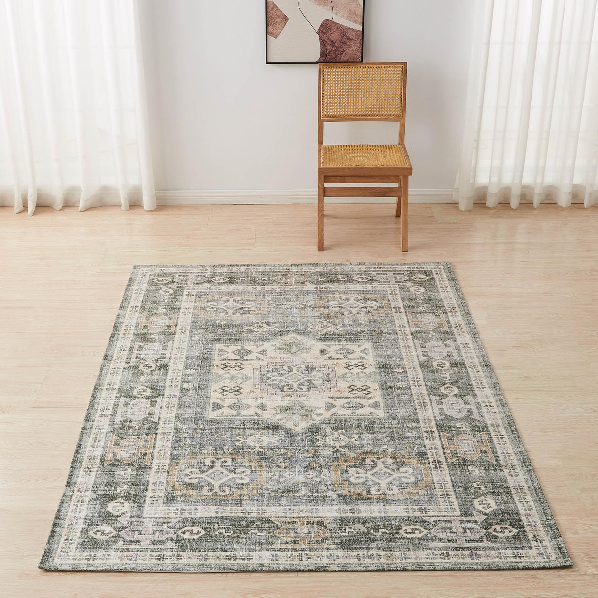 Medallion Machine Washable Accent Area Rug 5' x 7' - Nava Collection