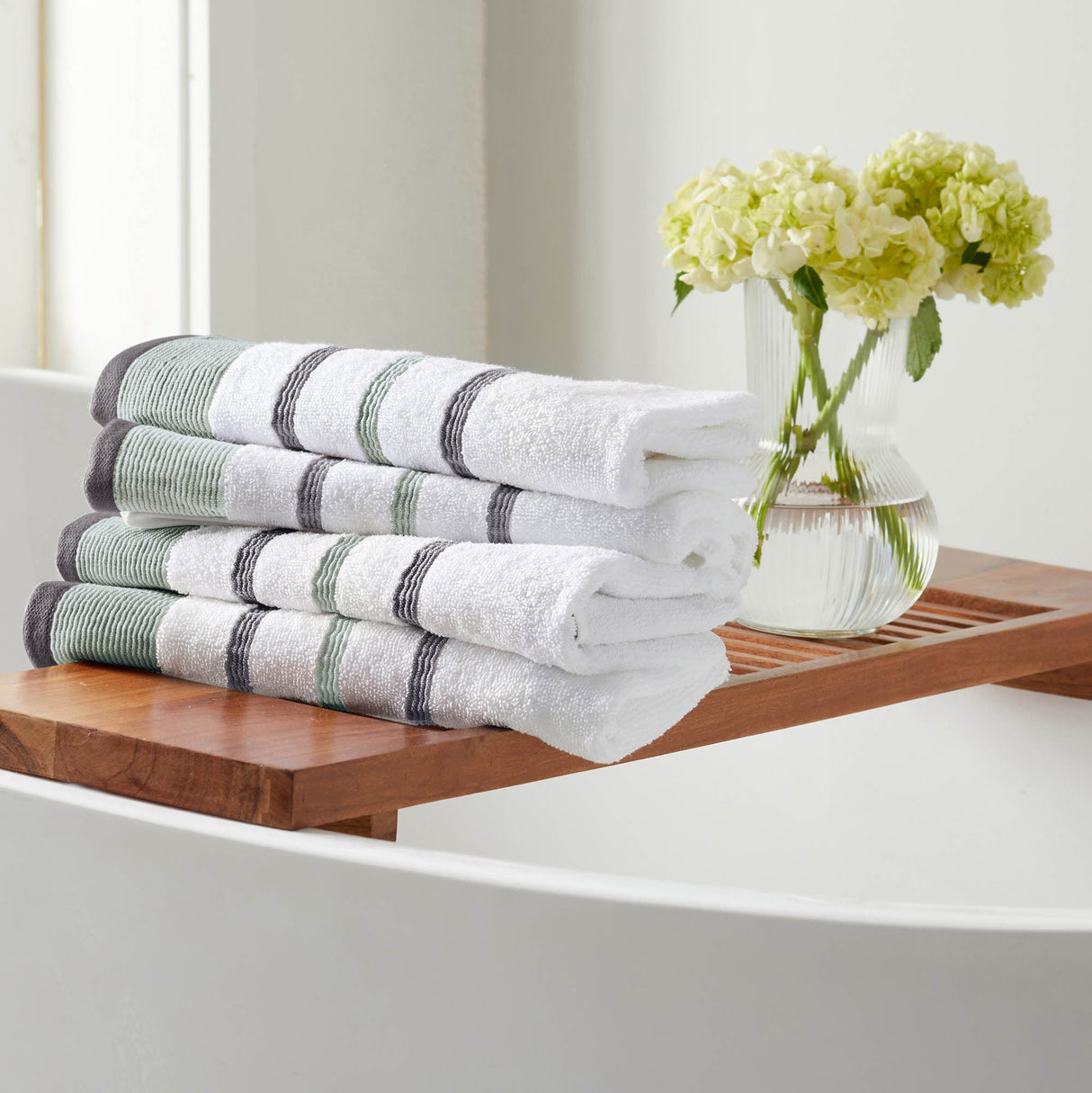 Decorative Cotton Stripe Bath Towel Set - Noelle Collection